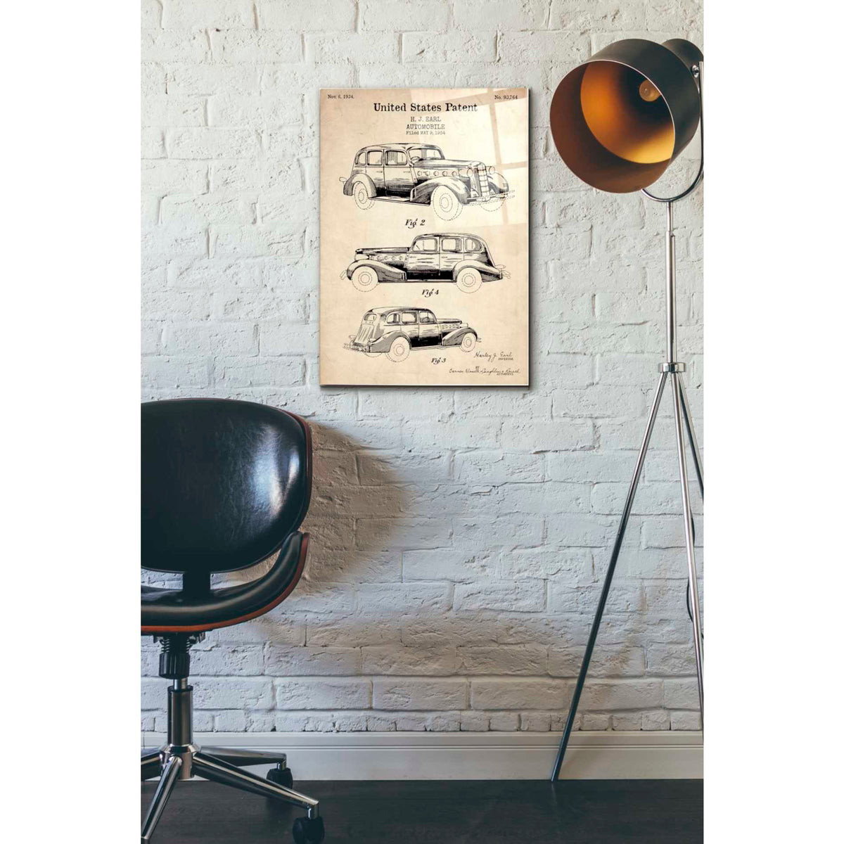 Epic Art 'Luxury Automobile Blueprint Patent Parchment' Acrylic Glass Wall Art,16x24