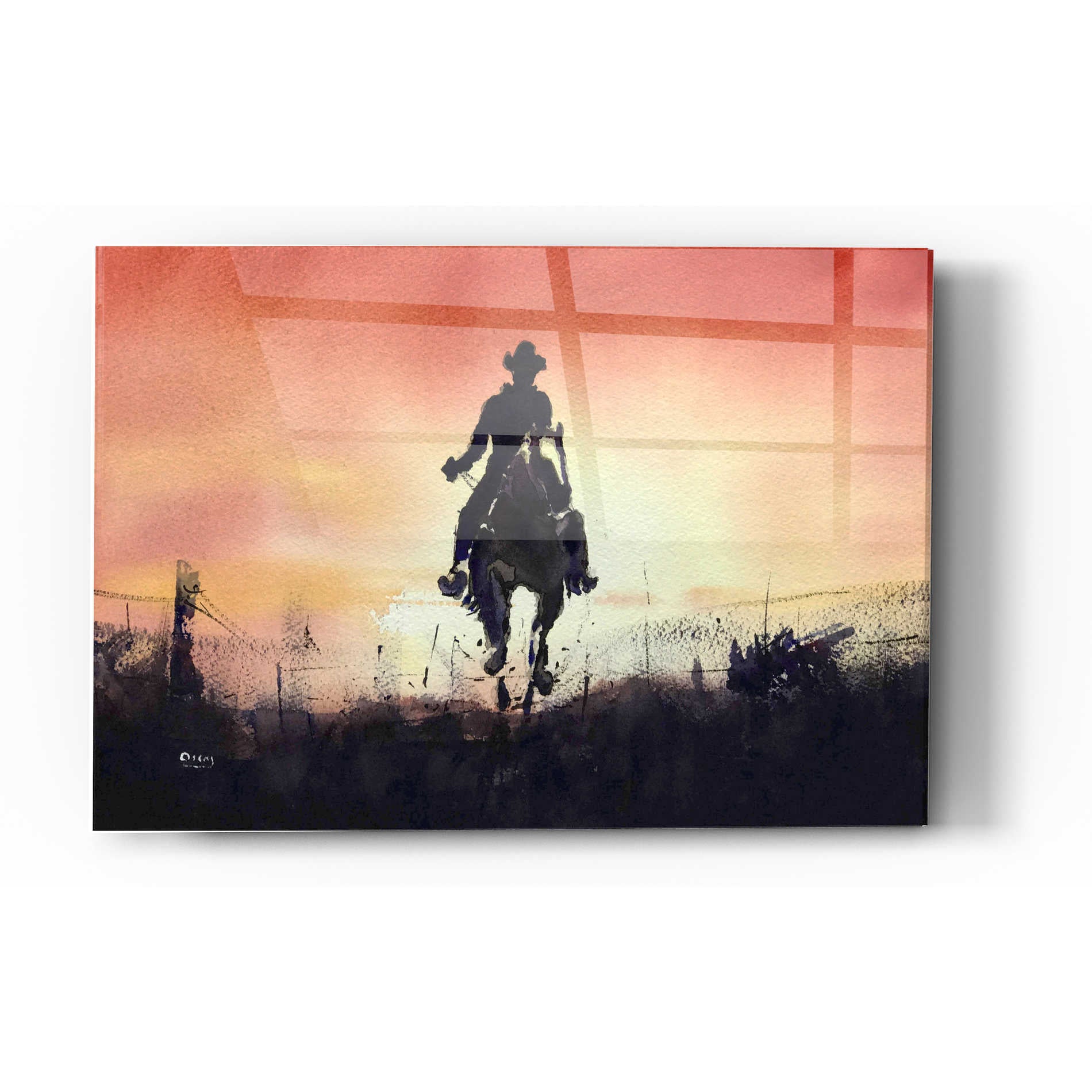 Epic Art 'Sunrise Rider' by Oscar Alvarez Pardo, Acrylic Glass Wall Art,16x24