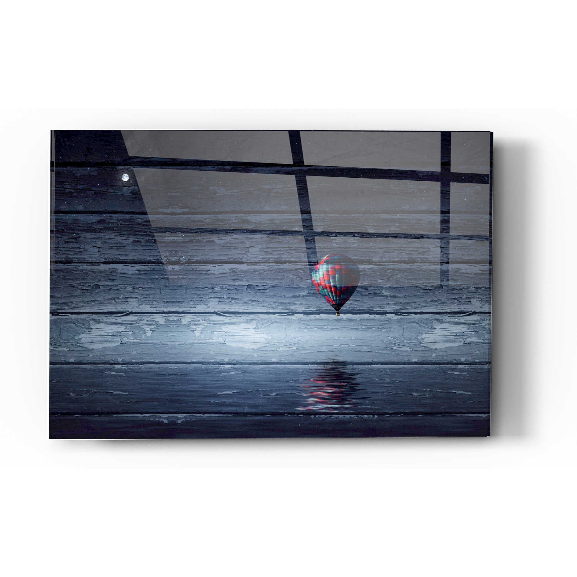 Epic Art "Wood Series: One Air Balloon" Acrylic Glass Wall Art,16x24