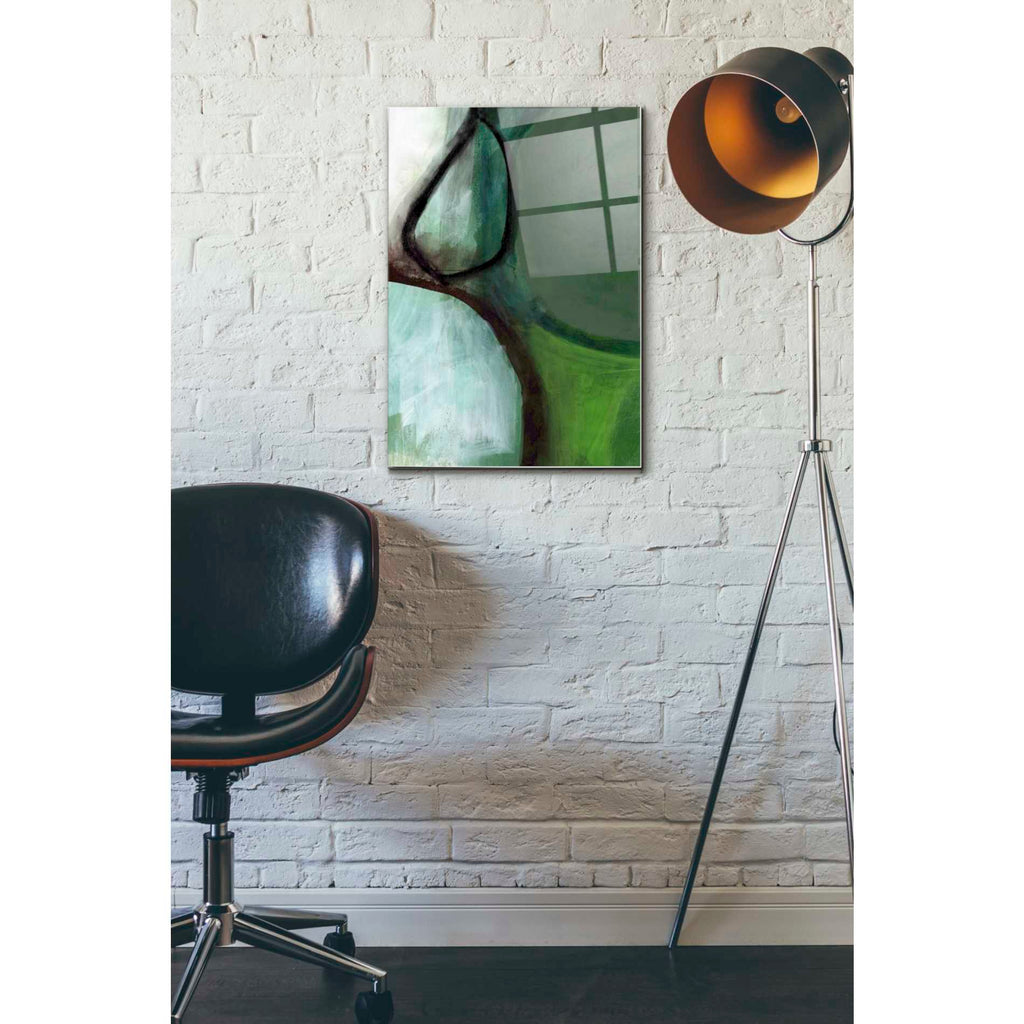 Epic Art 'Green Abstract' by Linda Woods, Acrylic Glass Wall Art,16x24