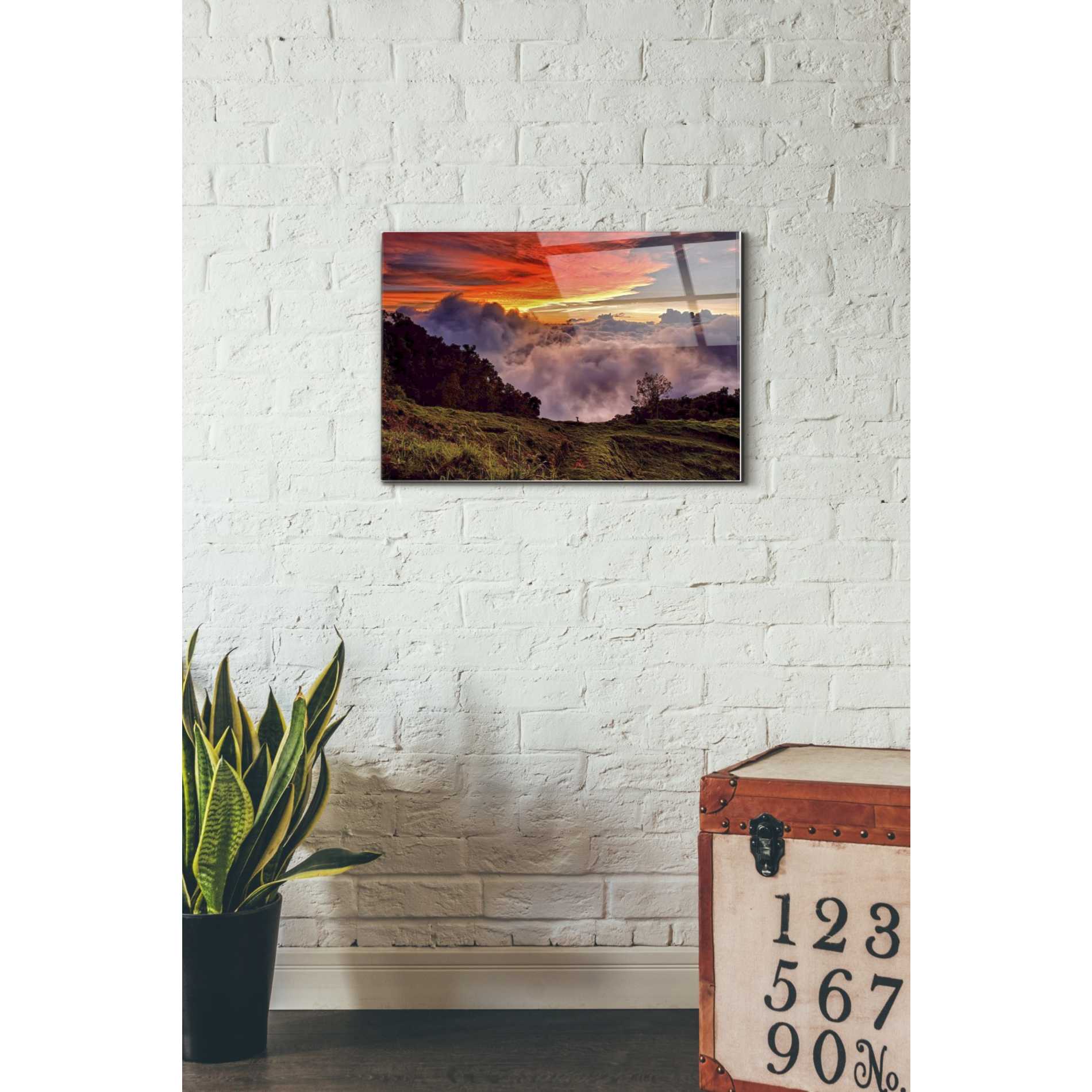 Epic Art 'Valley Clouds at Sunset,' Acrylic Glass Wall Art,16x24