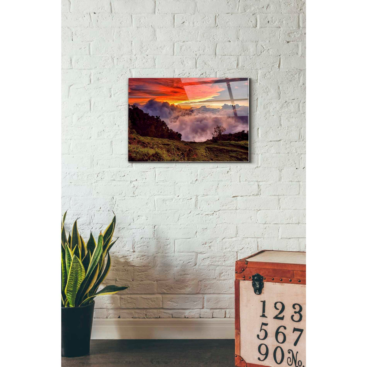 Epic Art 'Valley Clouds at Sunset,' Acrylic Glass Wall Art,16x24