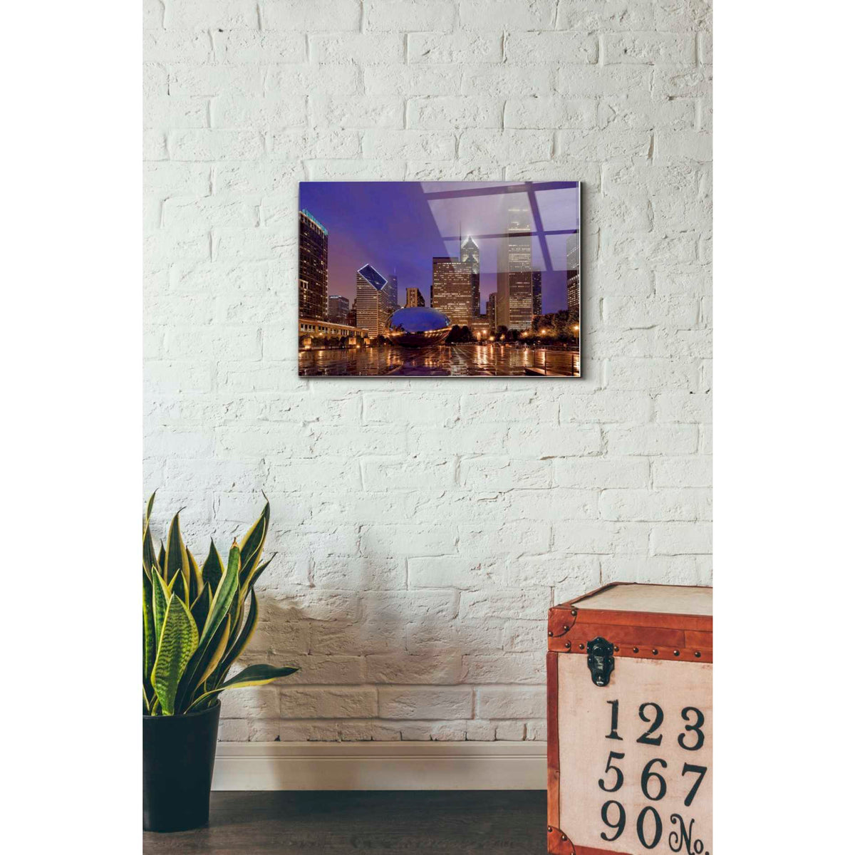 Epic Art 'The Bean in Autumn Rain,' Acrylic Glass Wall Art,16x24