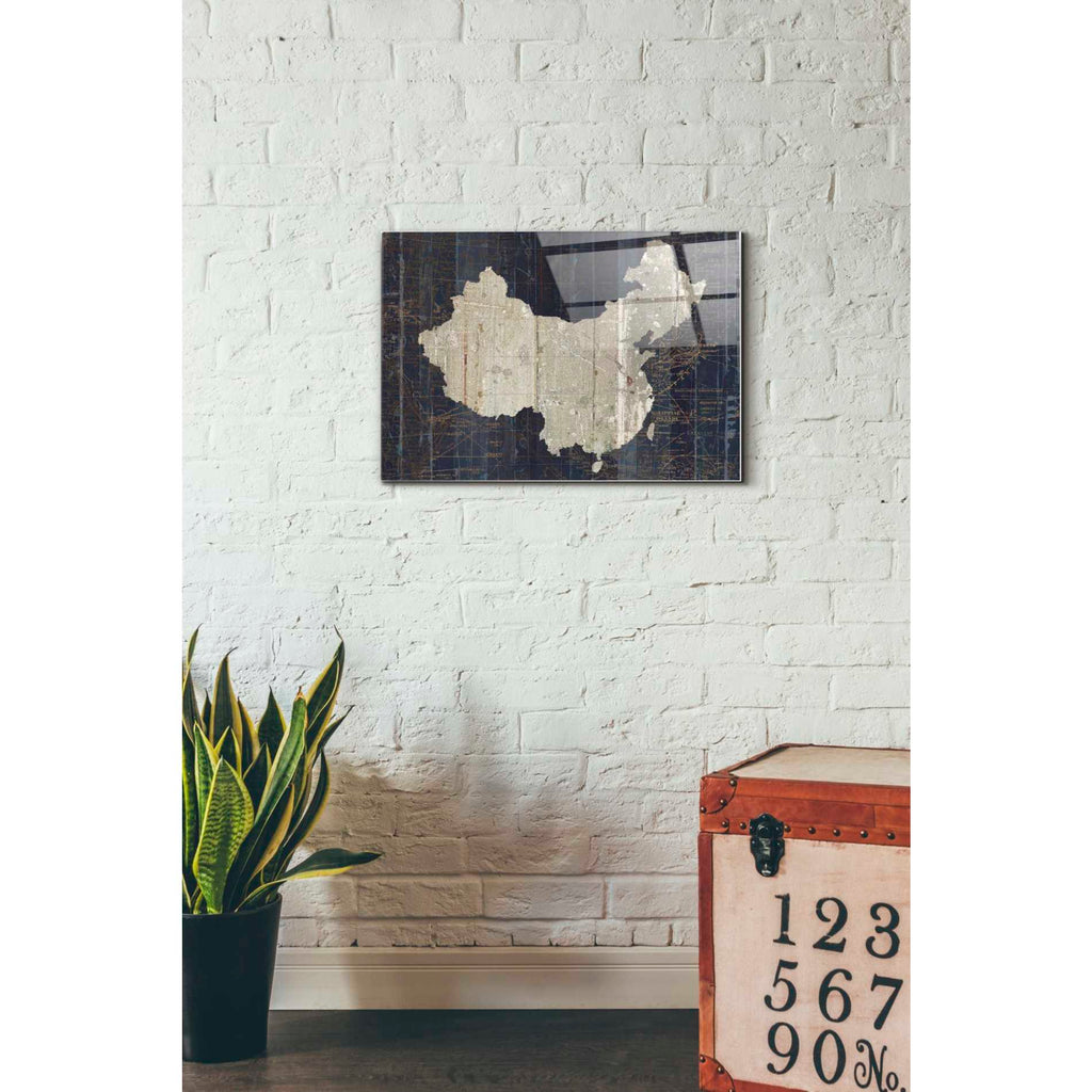 Epic Art 'Old World Map China' by Wild Apple Portfolio, Acrylic Glass Wall Art,16x24