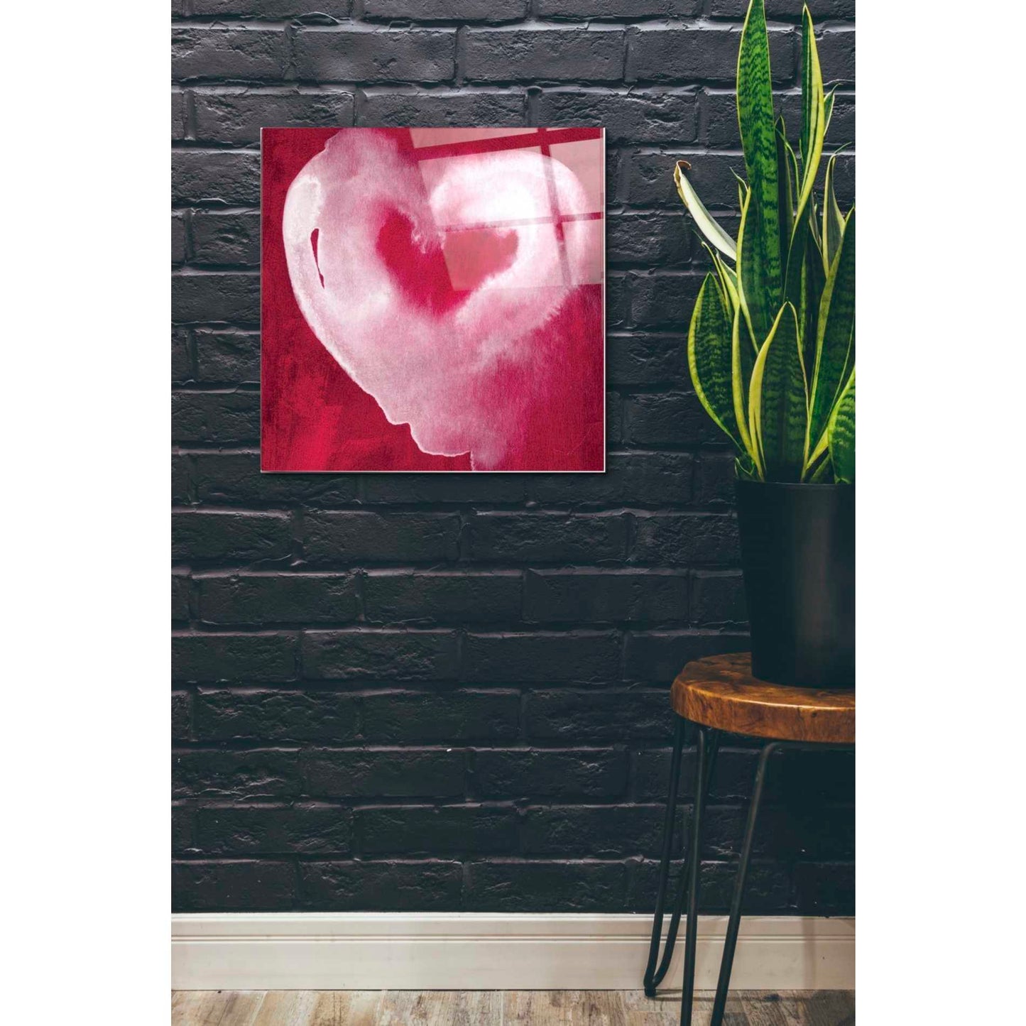 Epic Art 'Hot Pink Heart' by Linda Woods, Acrylic Glass Wall Art,24x24