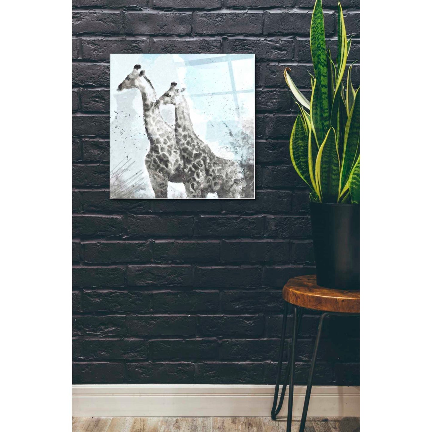Epic Art 'Two Giraffes' by Linda Woods, Acrylic Glass Wall Art,24x24