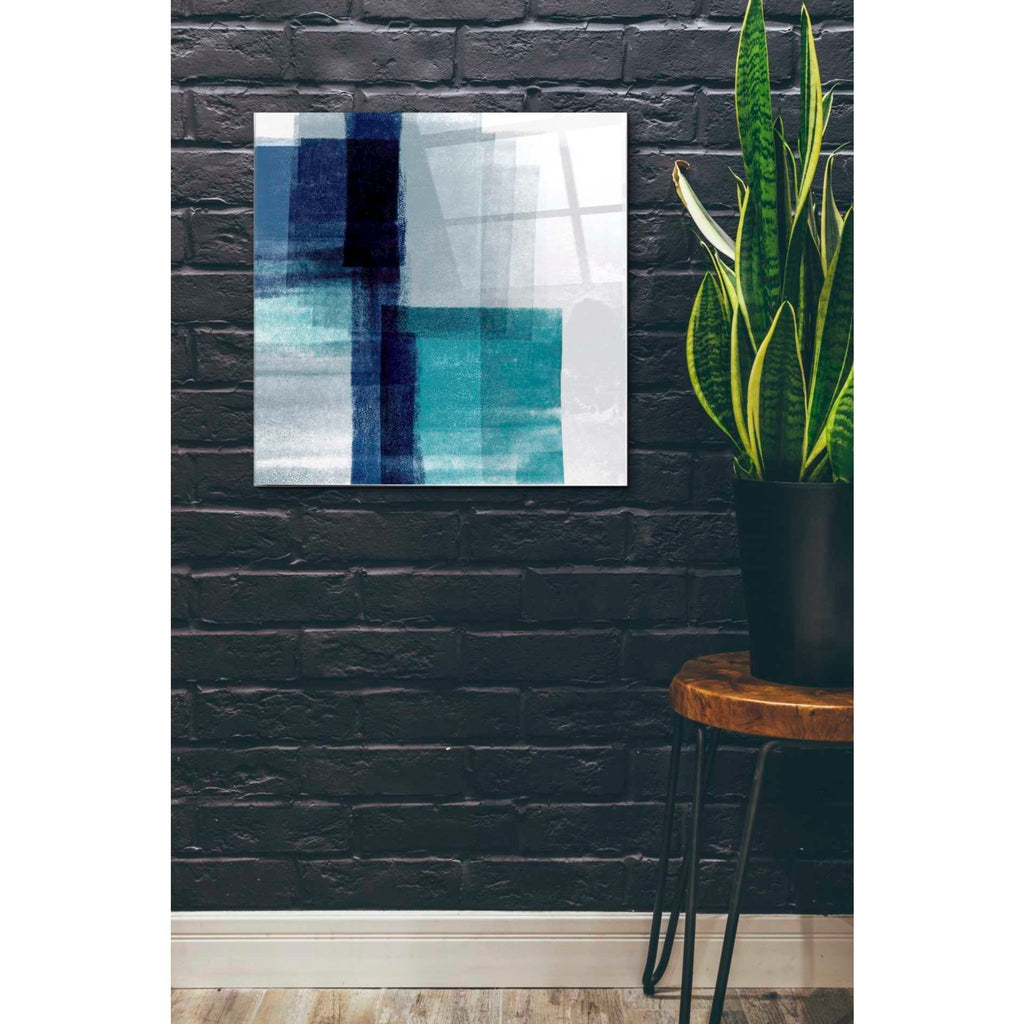 Epic Art 'Blue Abstract V' by Linda Woods, Acrylic Glass Wall Art,24x24