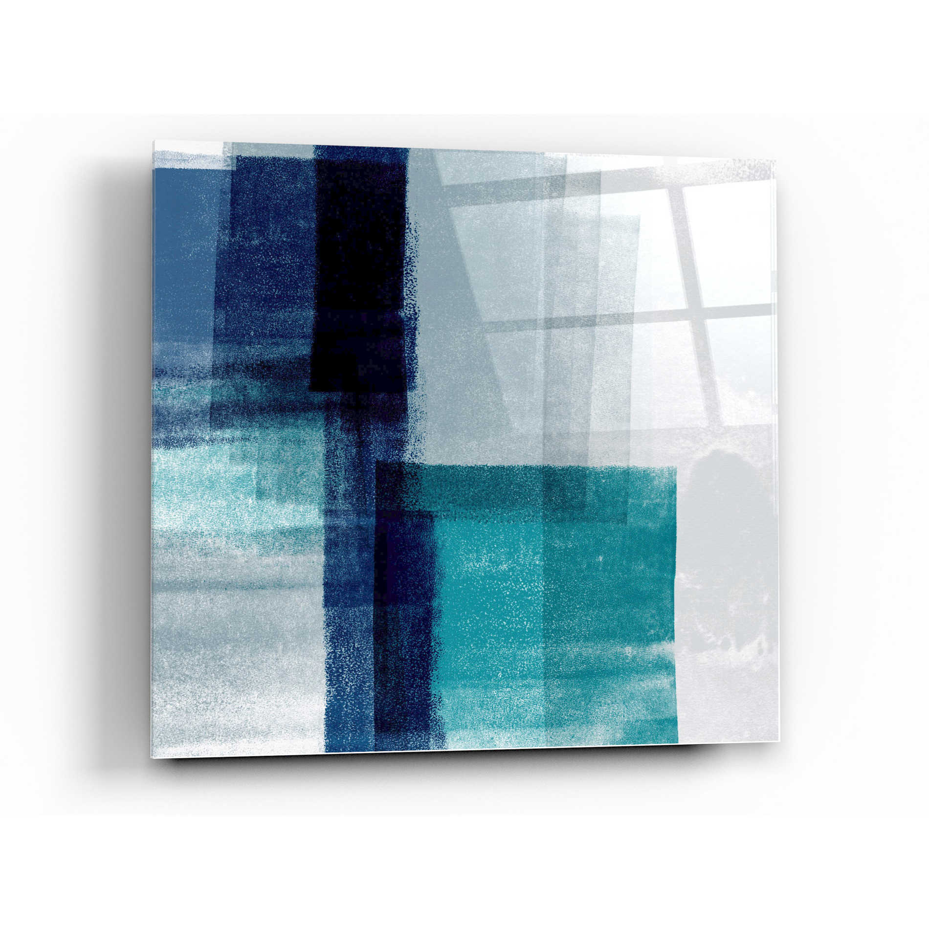 Epic Art 'Blue Abstract V' by Linda Woods, Acrylic Glass Wall Art,24x24