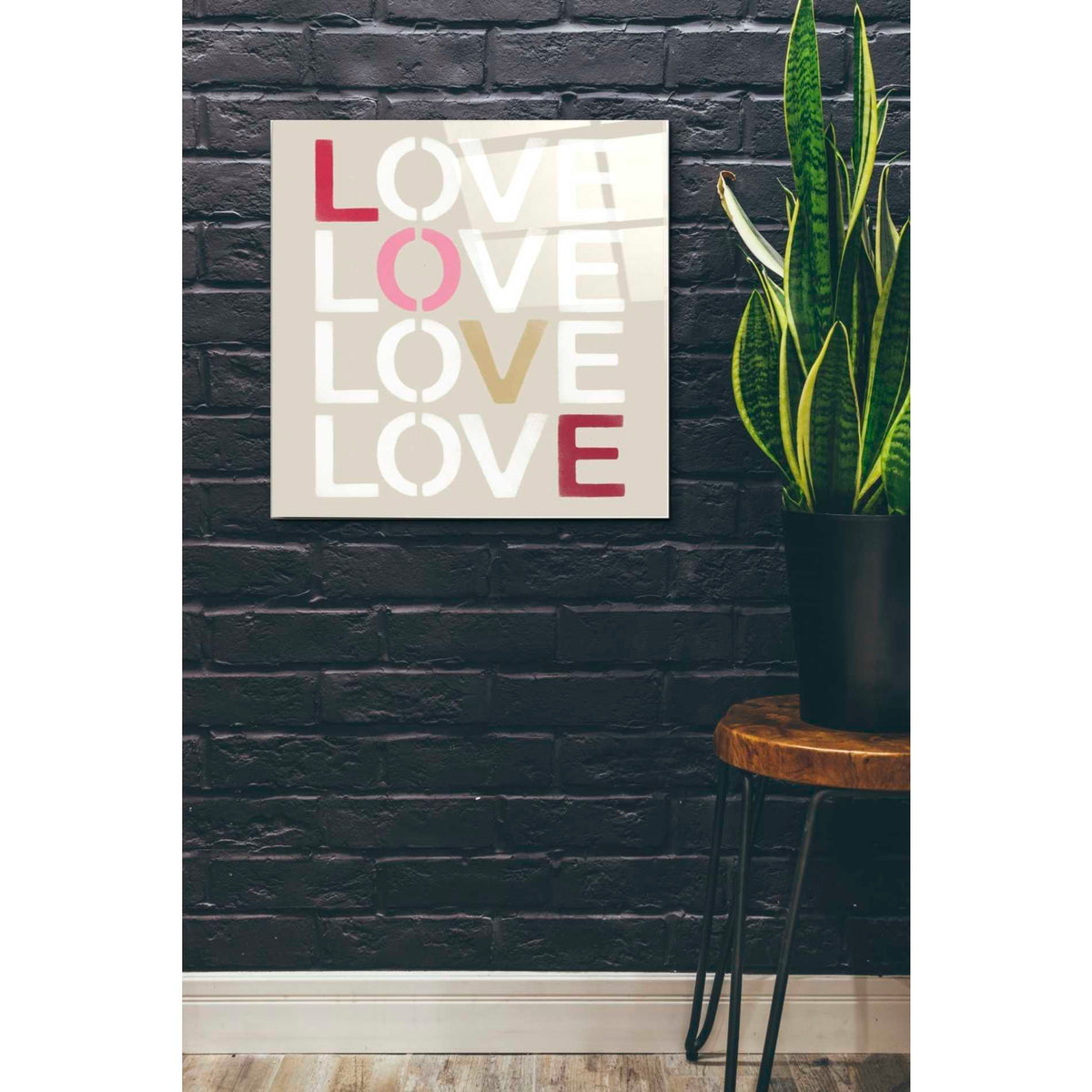 Epic Art 'Love Stencil' by Linda Woods, Acrylic Glass Wall Art,24x24
