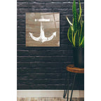 Epic Art 'White Anchor on Natural' by Linda Woods, Acrylic Glass Wall Art,24x24