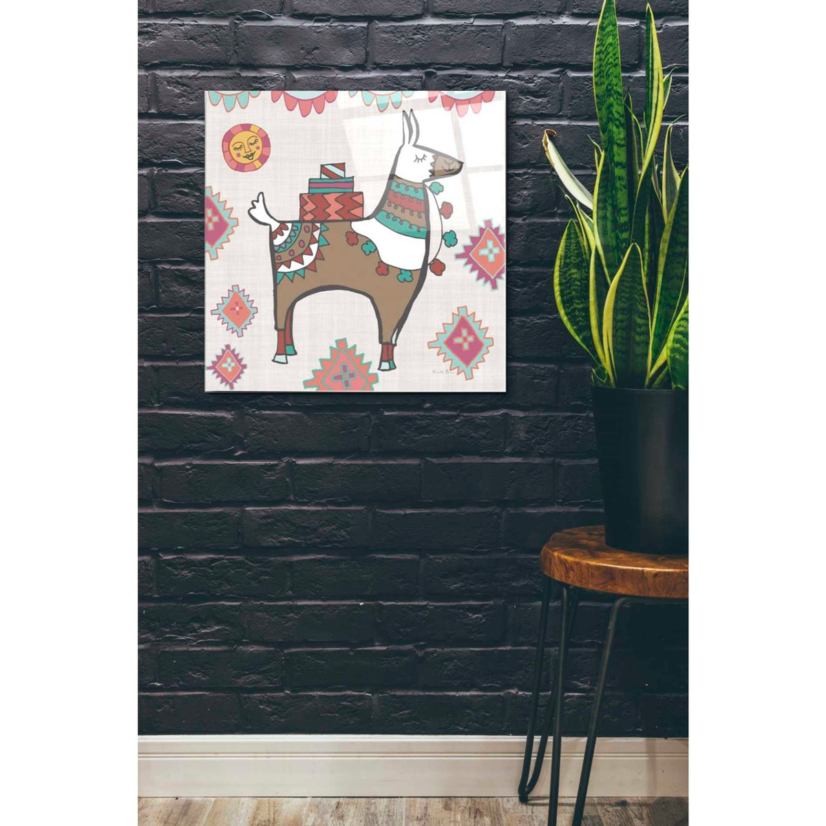 Epic Art 'Playful Llamas I' by Farida Zaman, Acrylic Glass Wall Art,24x24