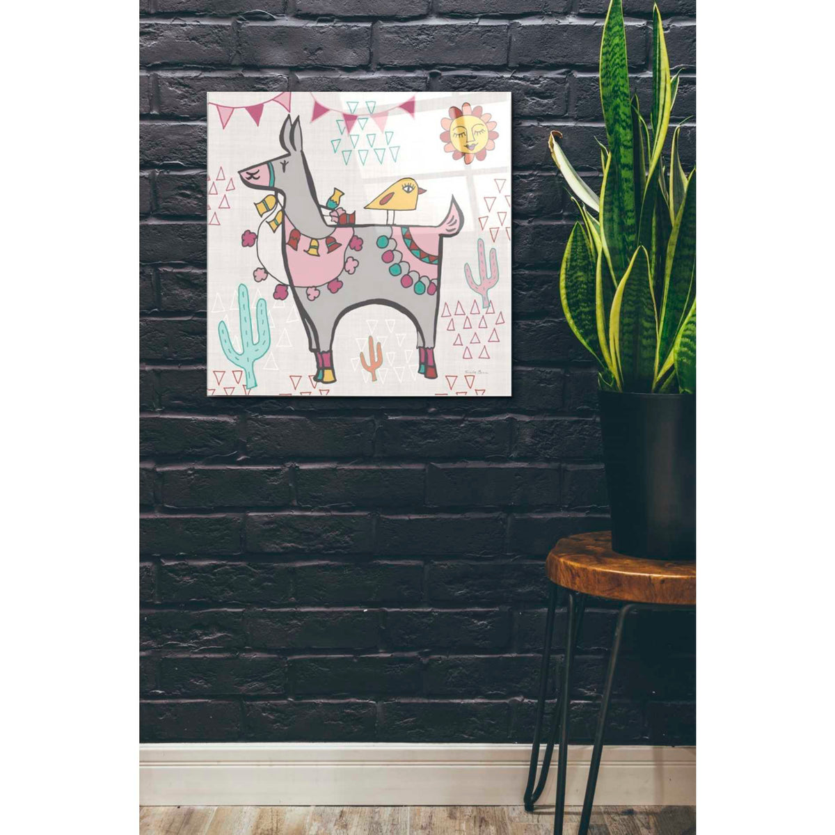 Epic Art 'Playful Llamas II' by Farida Zaman, Acrylic Glass Wall Art,24x24