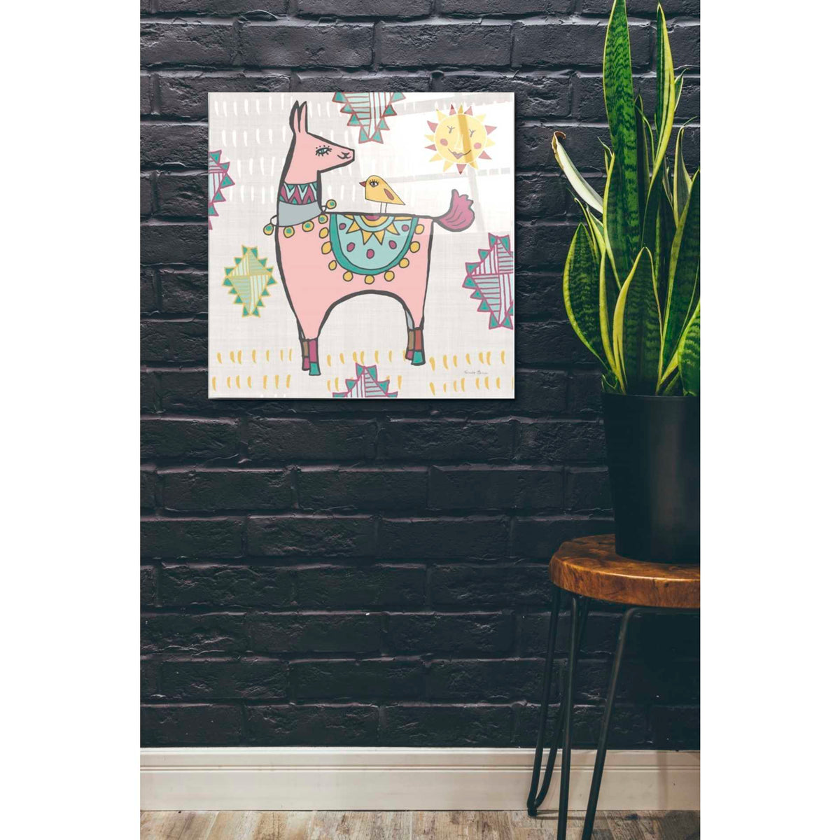 Epic Art 'Playful Llamas III' by Farida Zaman, Acrylic Glass Wall Art,24x24