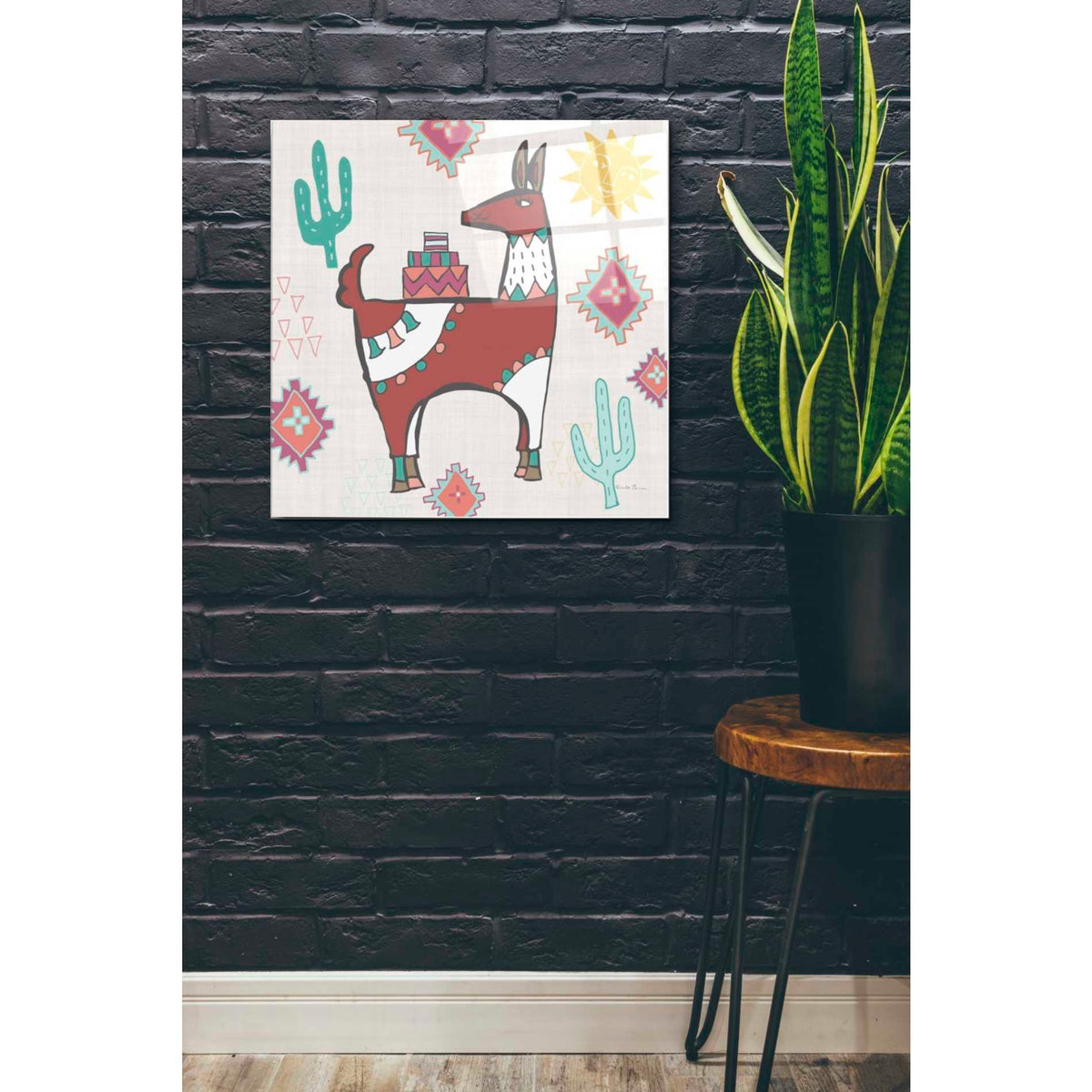 Epic Art 'Playful Llamas IV' by Farida Zaman, Acrylic Glass Wall Art,24x24