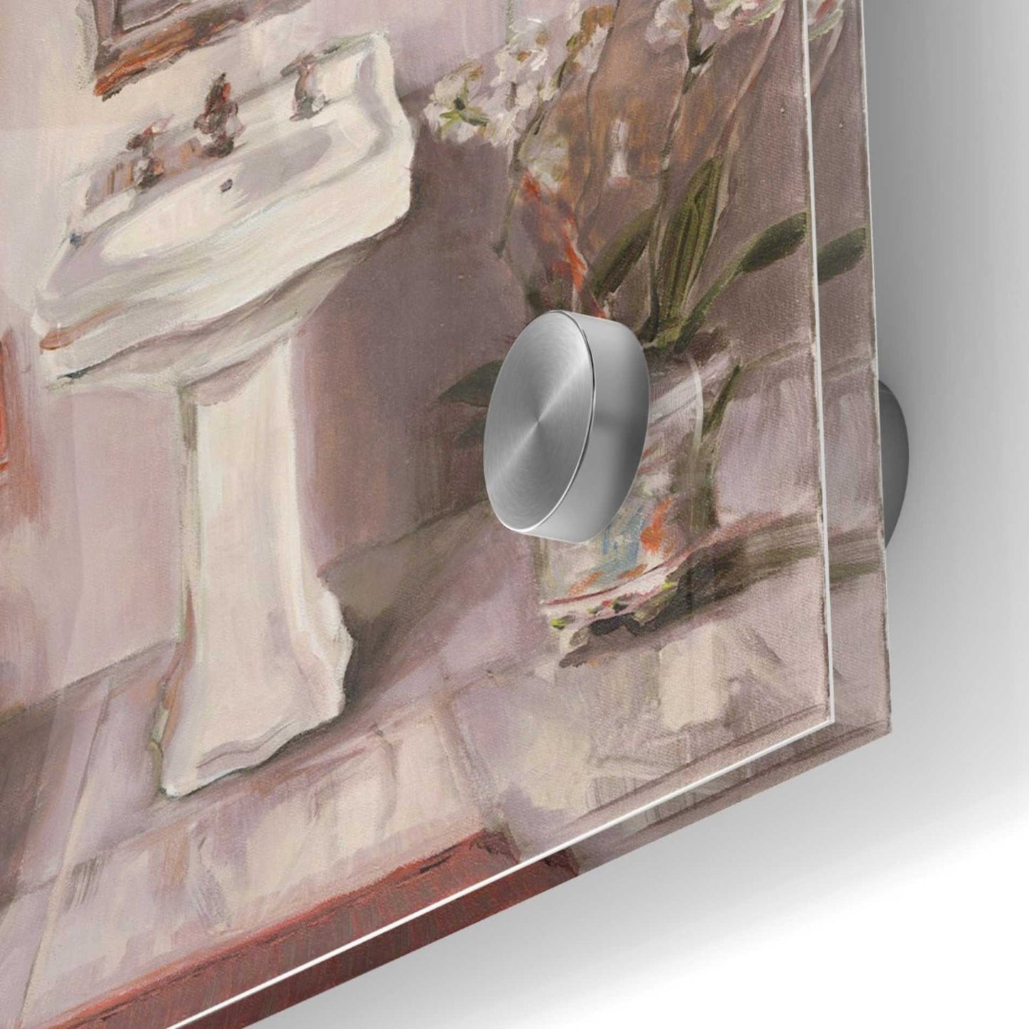Epic Art 'French Bath III Gray and Blush' by Marilyn Hageman, Acrylic Glass Wall Art,24x24