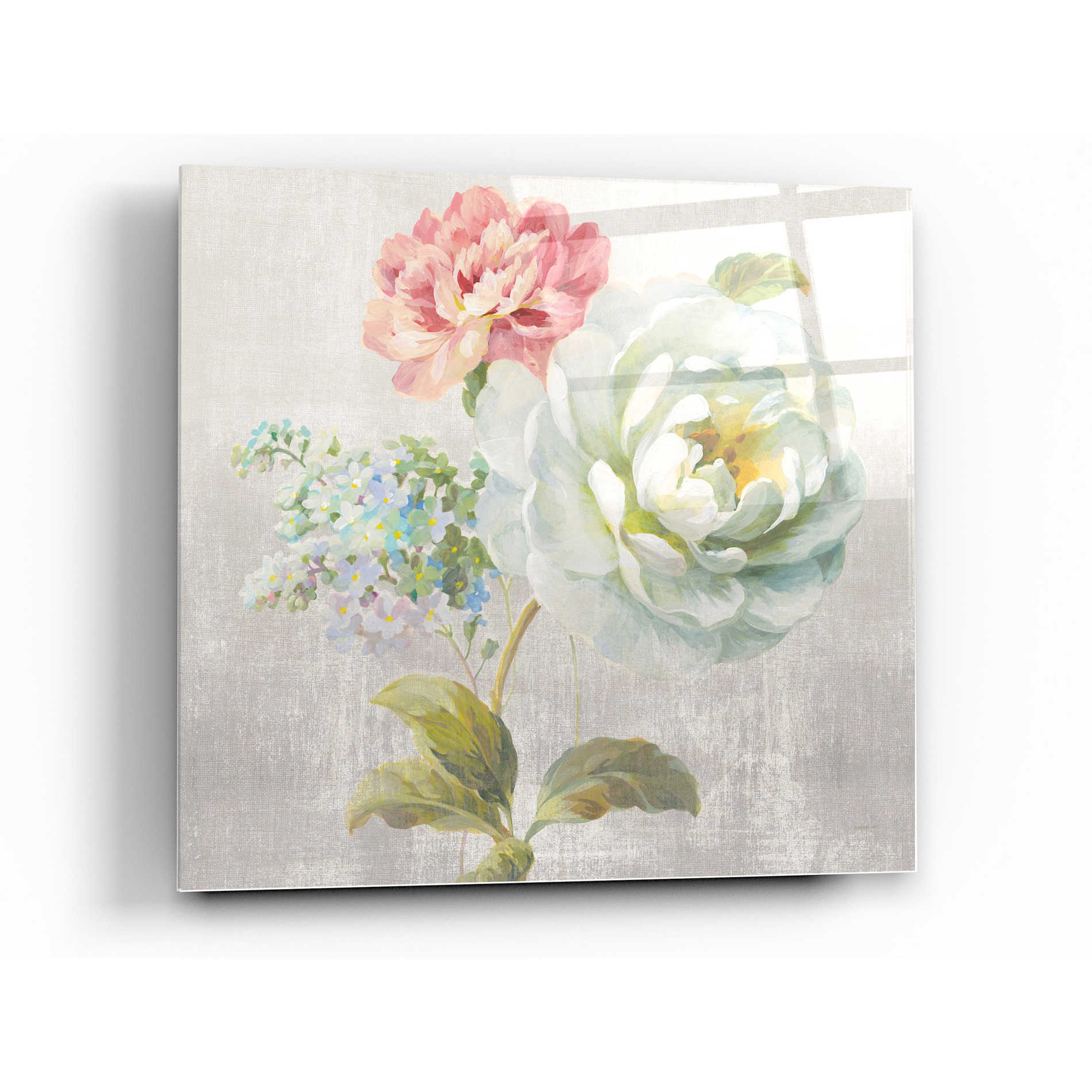 Epic Art 'Textile Floral Square I No Lace' by Danhui Nai, Acrylic Glass Wall Art,24x24