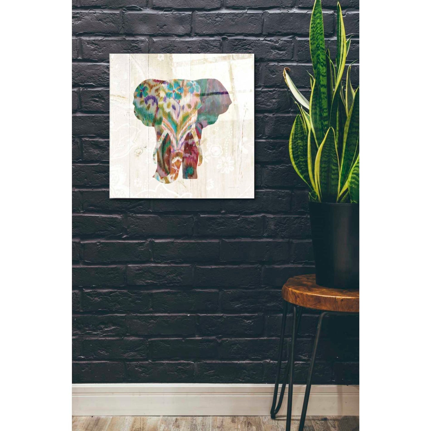 Epic Art 'Boho Paisley Elephant III' by Danhui Nai, Acrylic Glass Wall Art,24x24