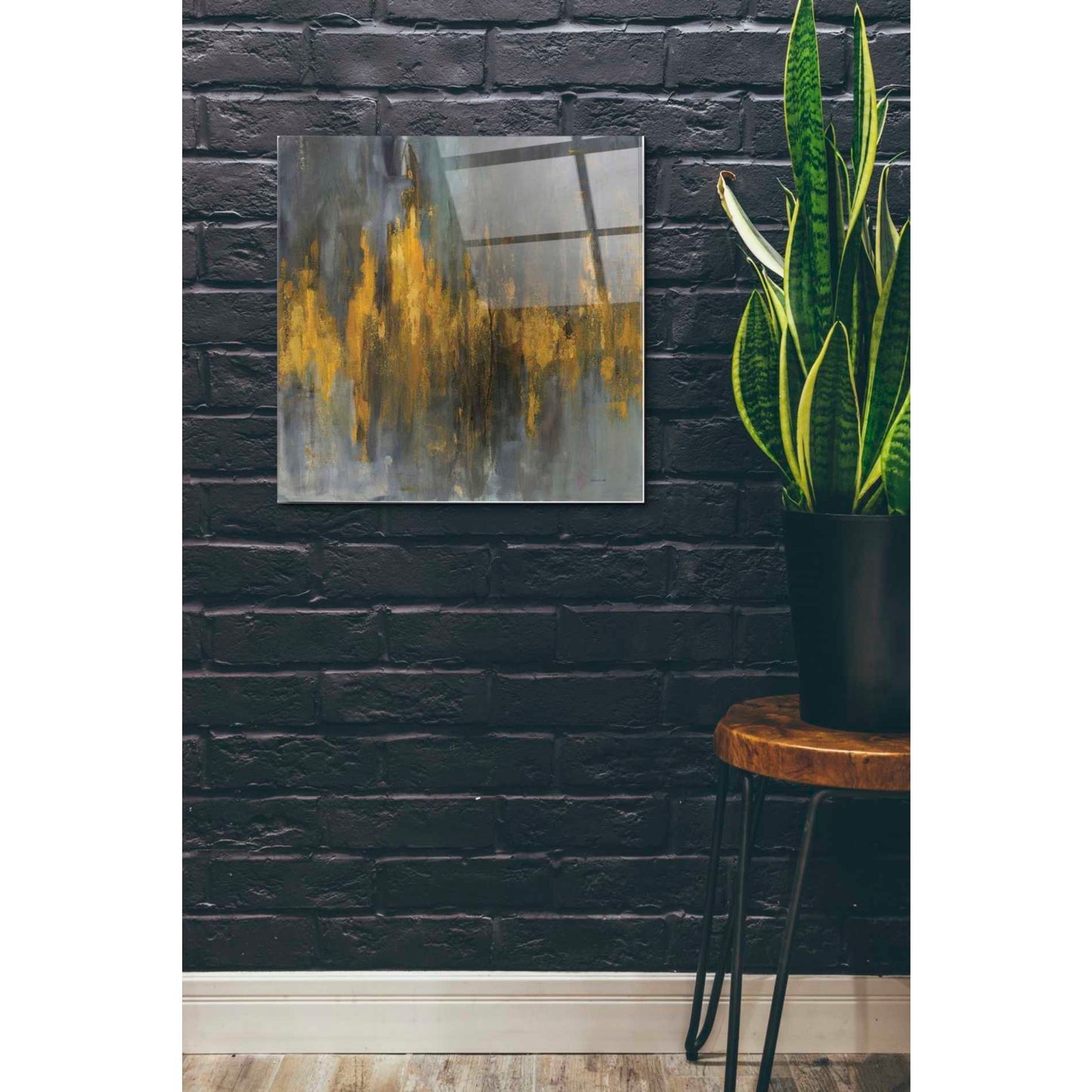 Epic Art 'Black and Gold Abstract' by Danhui Nai, Acrylic Glass Wall Art,24x24