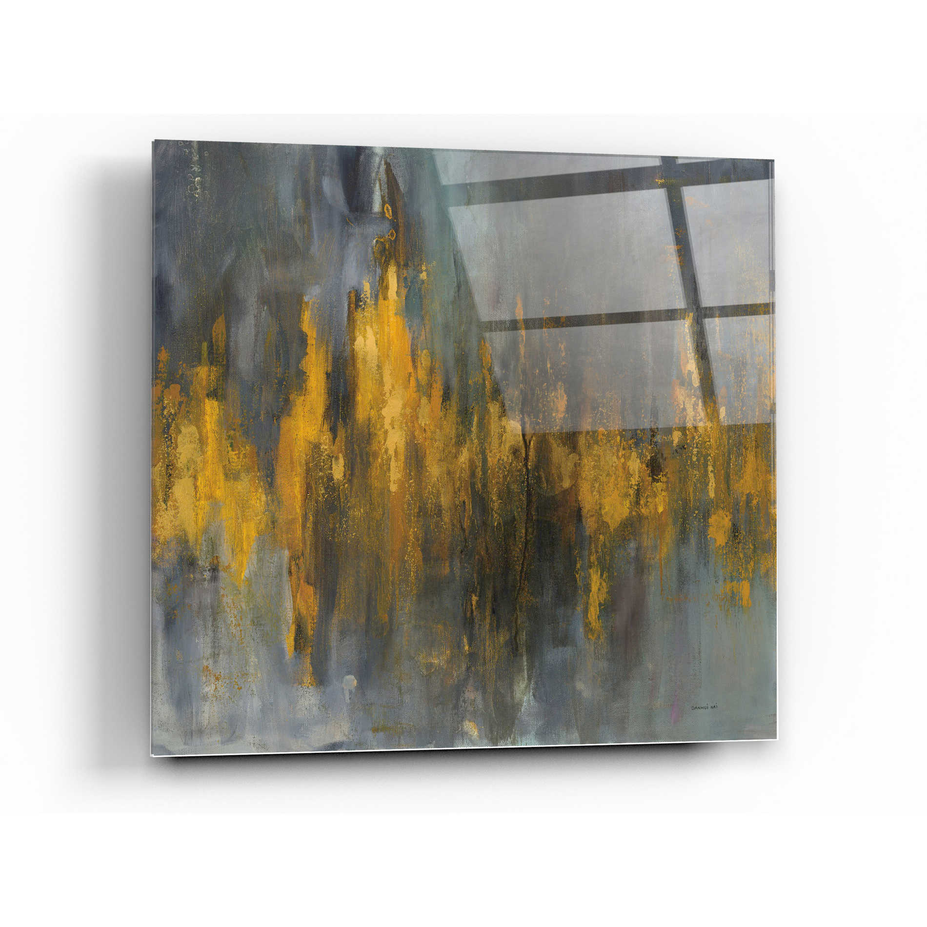 Epic Art 'Black and Gold Abstract' by Danhui Nai, Acrylic Glass Wall Art,24x24