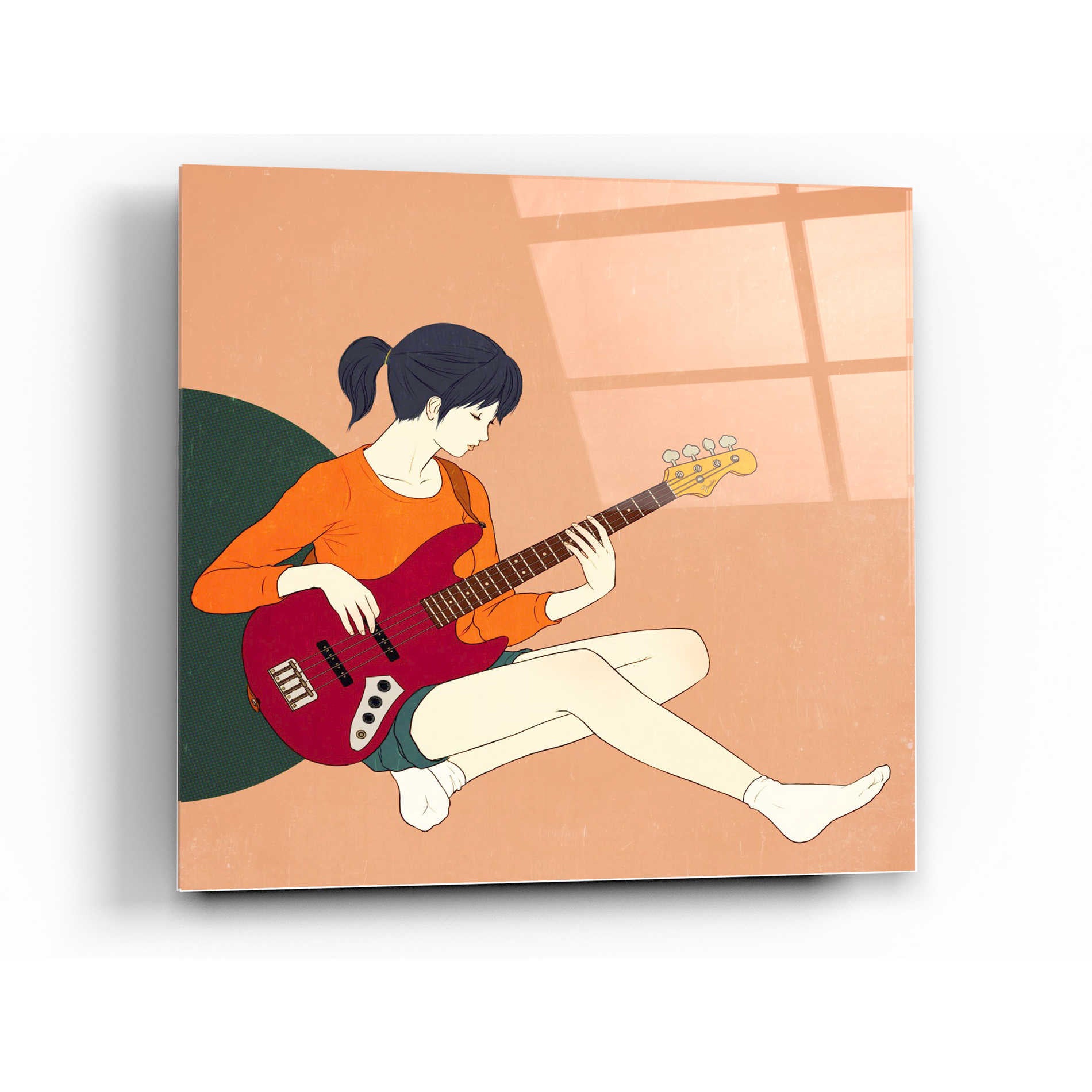 Epic Art 'Playing The Bass' by Sai Tamiya, Acrylic Glass Wall Art,24x24