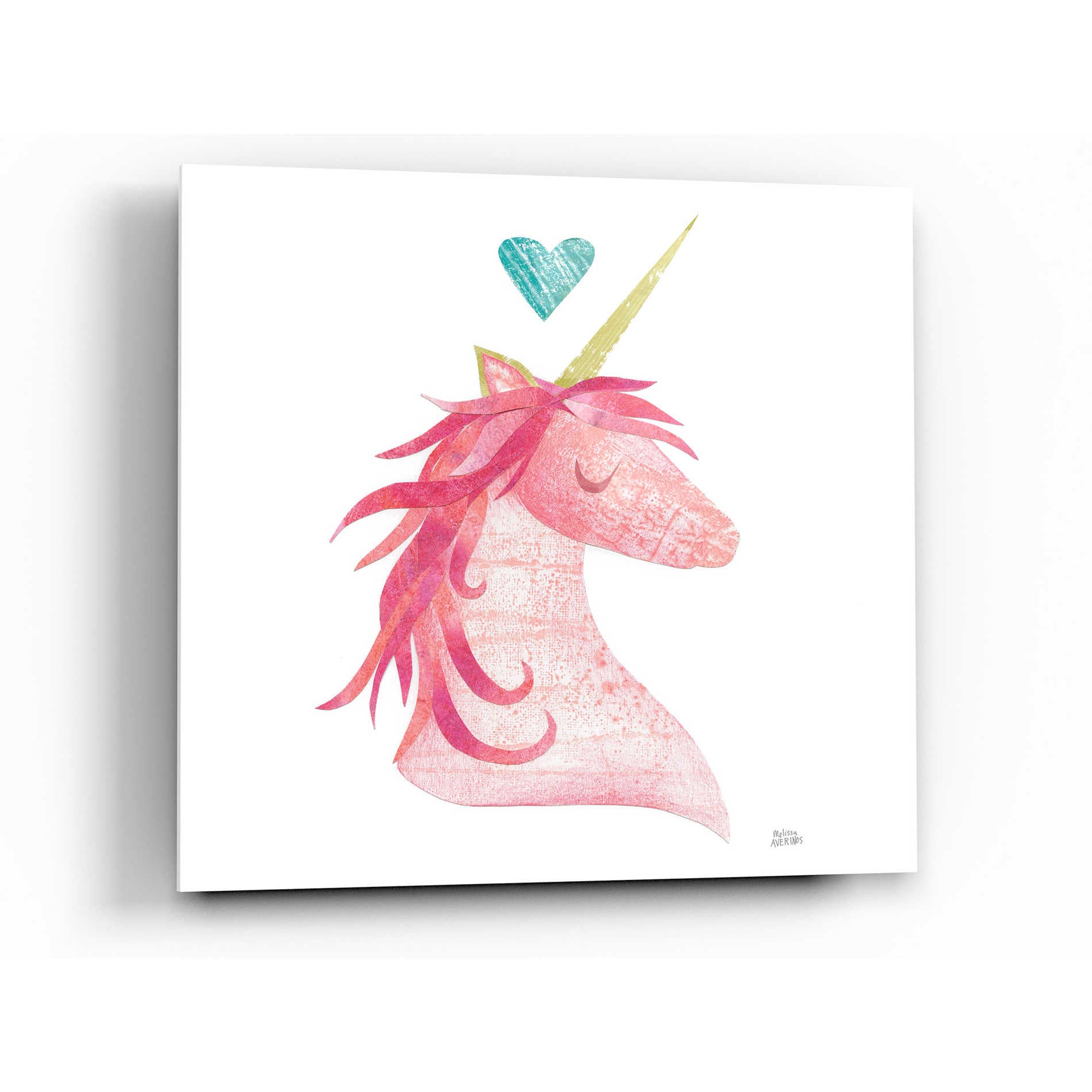 Epic Art 'Unicorn Magic I Heart Sq' by Melissa Averinos, Acrylic Glass Wall Art,24x24