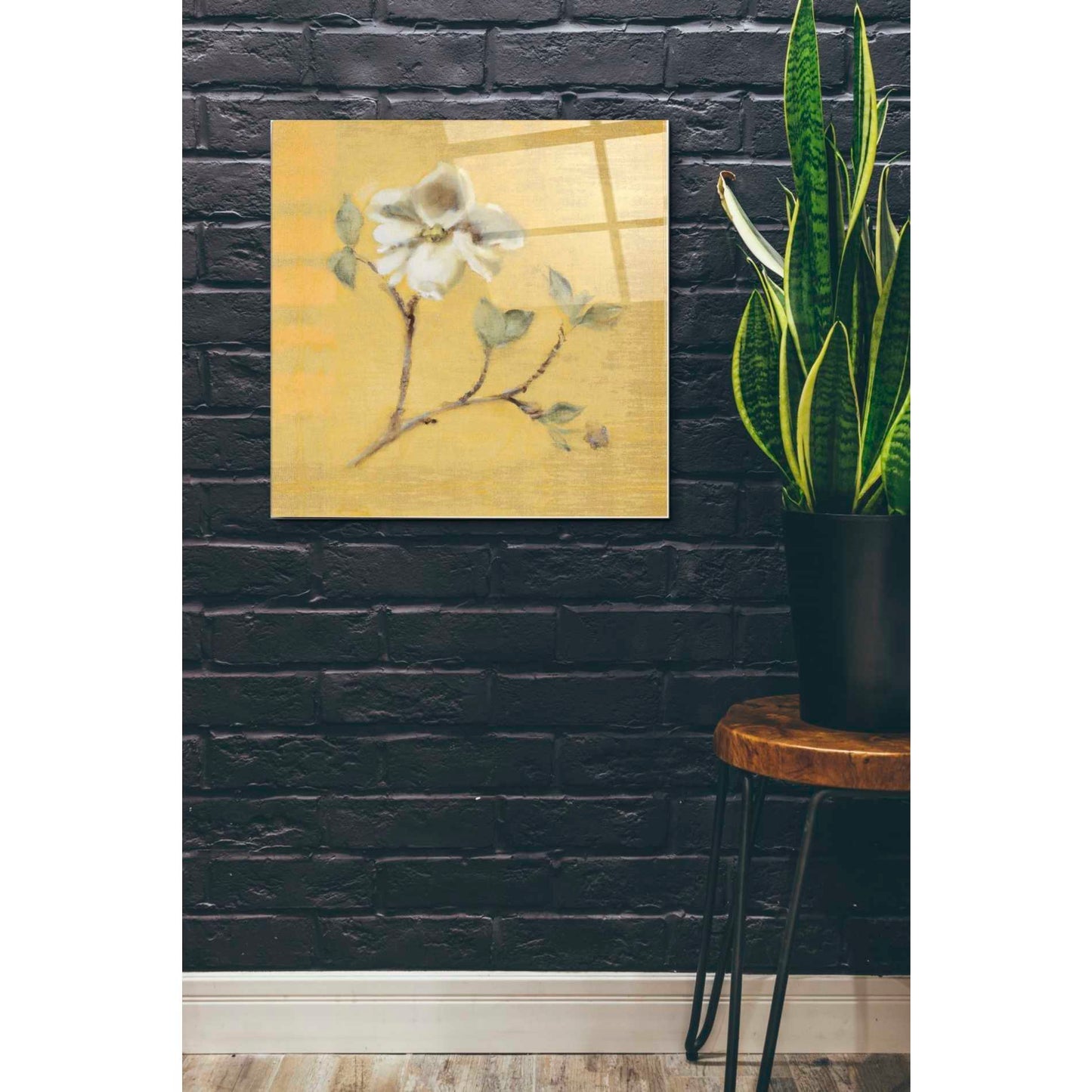 Epic Art 'Dogwood Blossom on Gold' by Cheri Blum, Acrylic Glass Wall Art,24x24