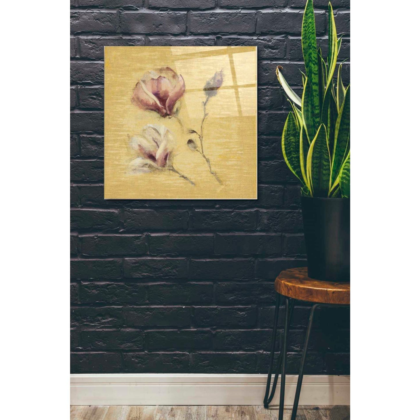 Epic Art 'Magnolia Blossom on Gold' by Cheri Blum, Acrylic Glass Wall Art,24x24