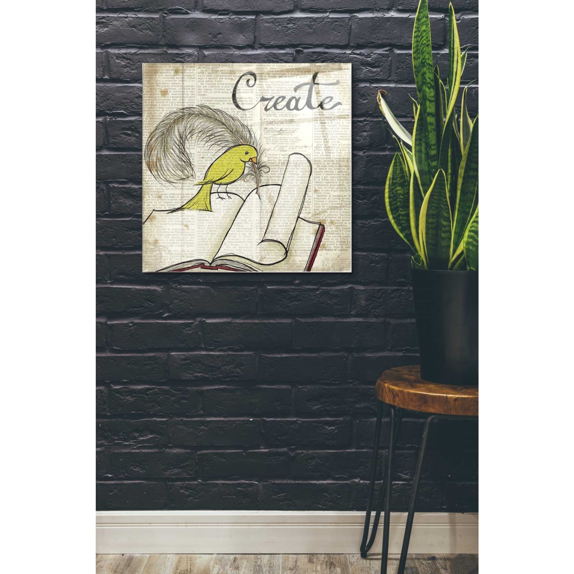 Epic Art 'Bird Inspiration Create' by Elyse DeNeige, Acrylic Glass Wall Art,24x24