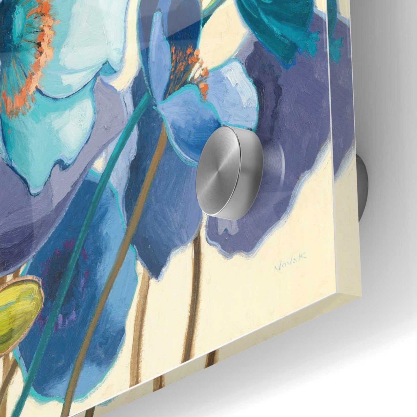 Epic Art 'Le Pavots Bleu' by Shirley Novak, Acrylic Glass Wall Art,24x24