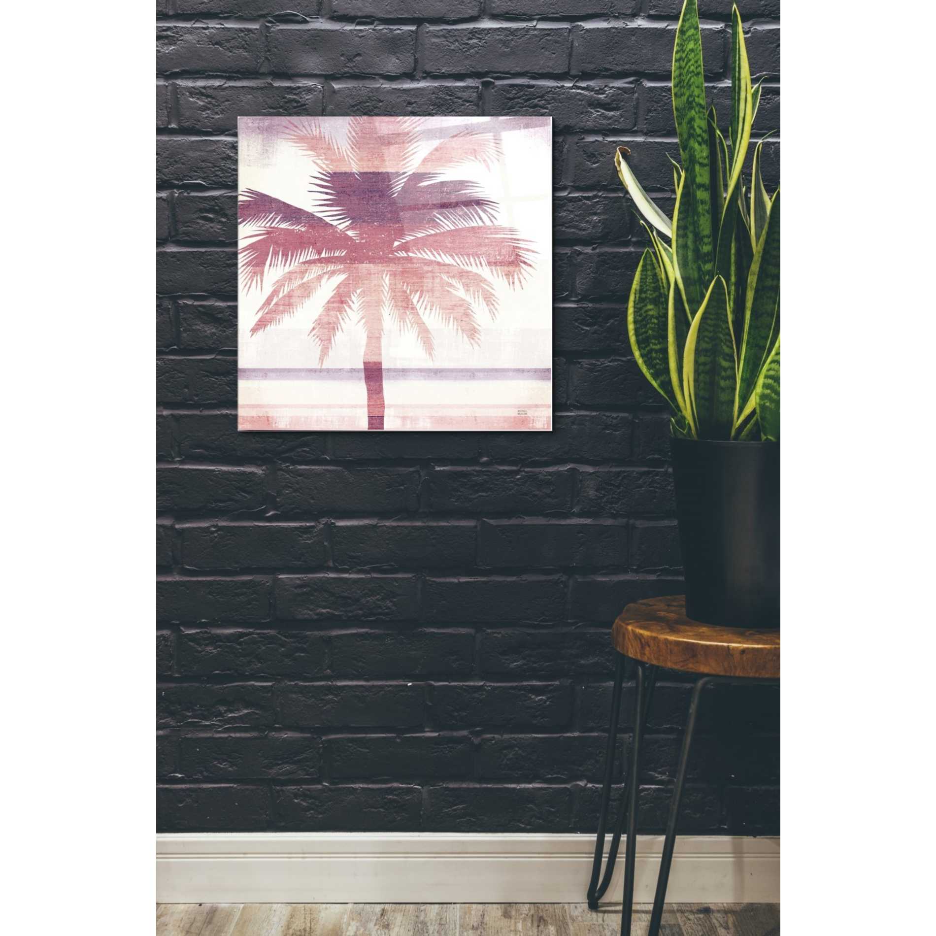 Epic Art 'Beachscape Palms II Pink Purple' by Michael Mullan, Acrylic Glass Wall Art,24x24