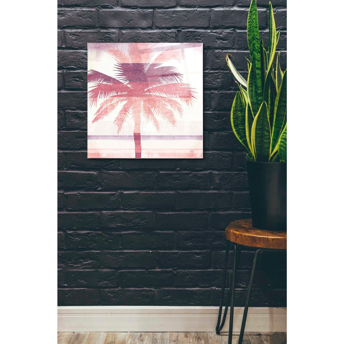 Epic Art 'Beachscape Palms II Pink Purple' by Michael Mullan, Acrylic Glass Wall Art,24x24