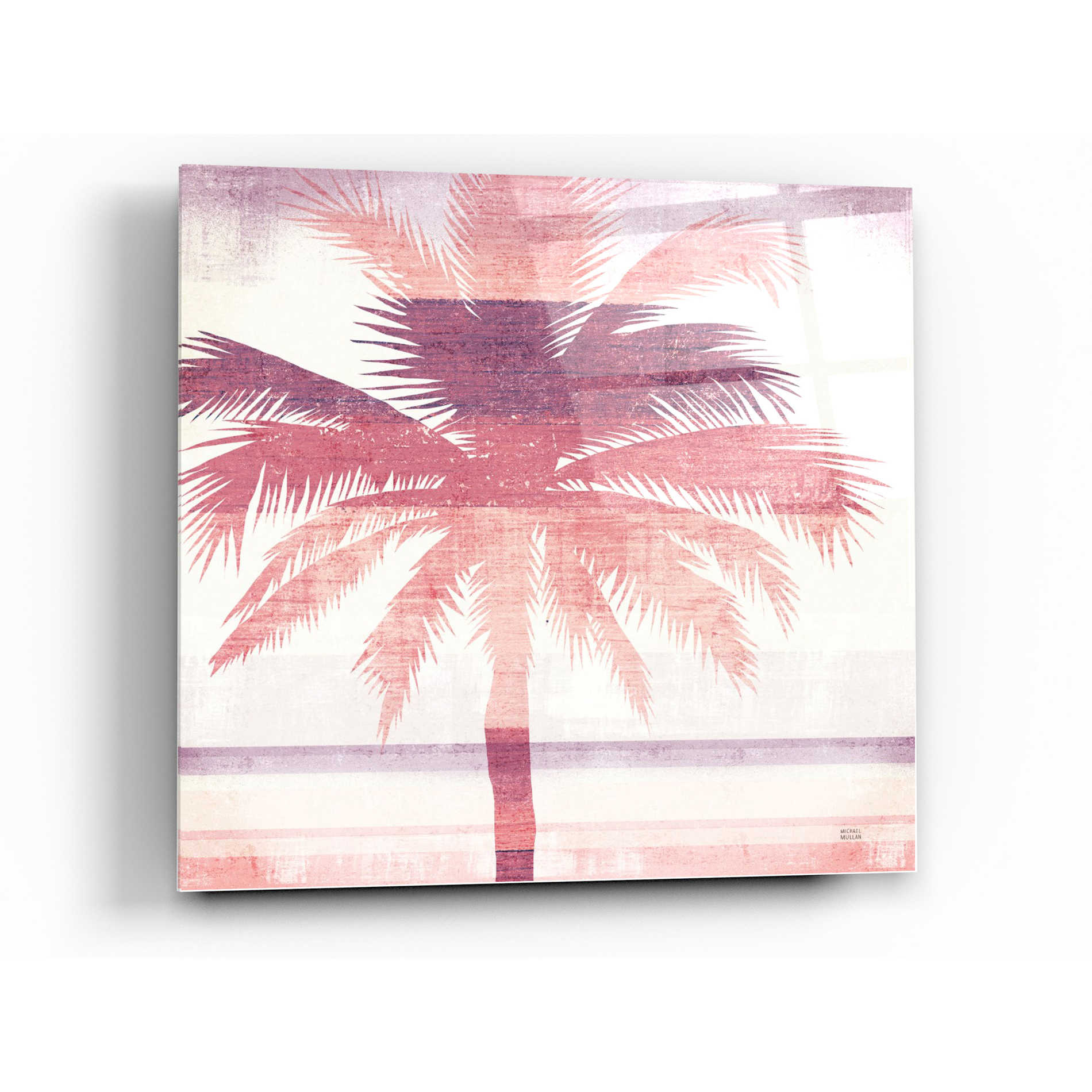 Epic Art 'Beachscape Palms II Pink Purple' by Michael Mullan, Acrylic Glass Wall Art,24x24