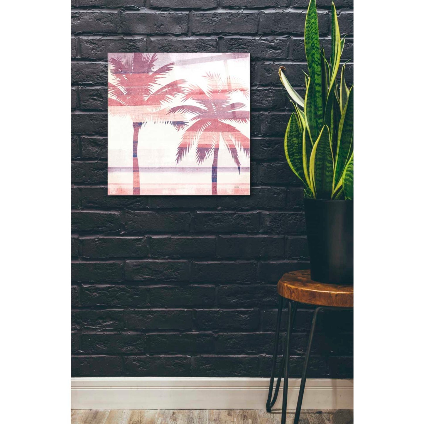Epic Art 'Beachscape Palms III Pink Purple' by Michael Mullan, Acrylic Glass Wall Art,24x24