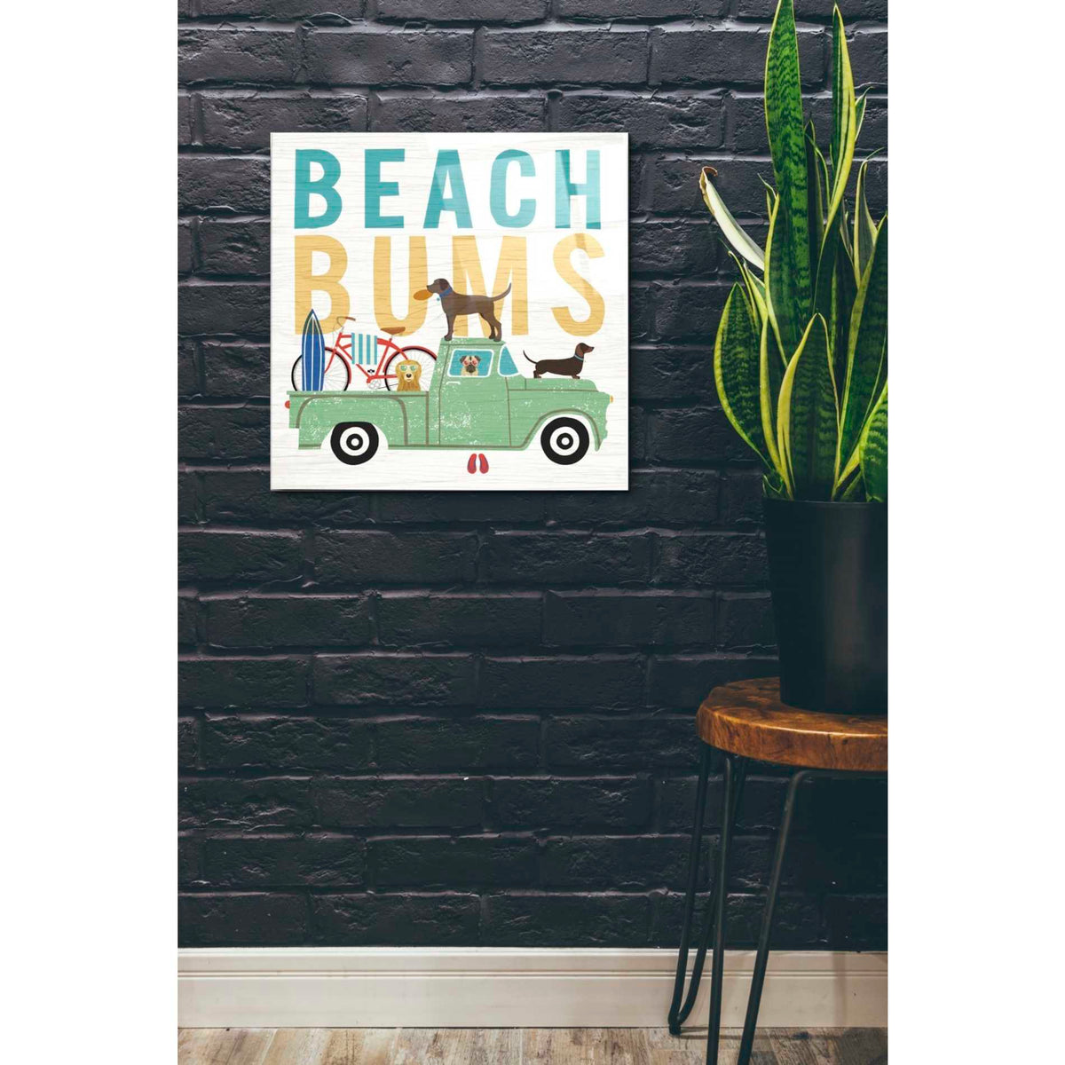 Epic Art 'Beach Bums Truck I square' by Michael Mullan, Acrylic Glass Wall Art,24x24