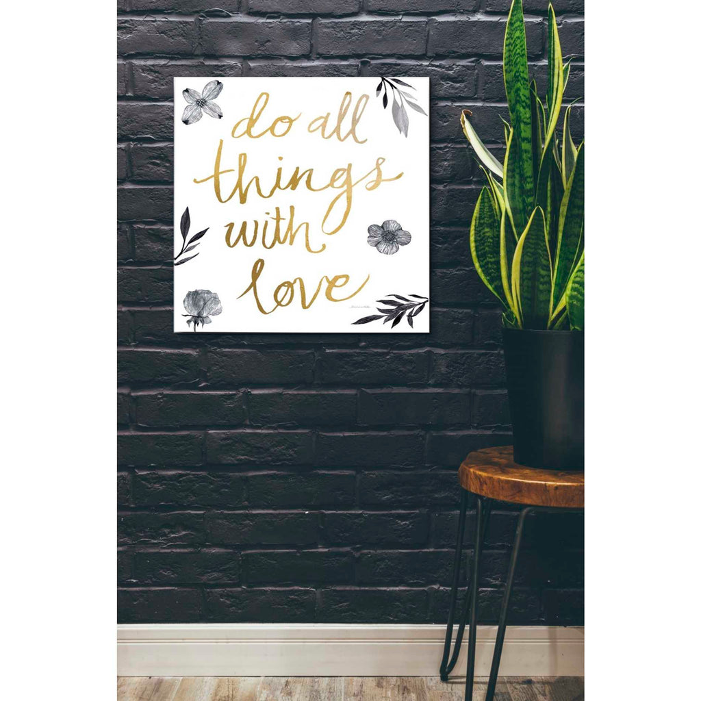 Epic Art 'Do All Things with Love BW' by Sara Zieve Miller, Acrylic Glass Wall Art,24x24