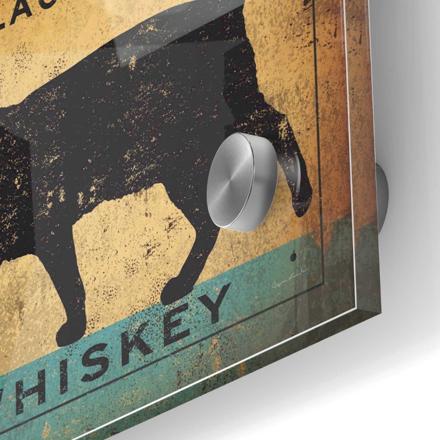 Epic Art 'Superstition Black Label Whiskey Cat' by Ryan Fowler, Acrylic Glass Wall Art,24x24