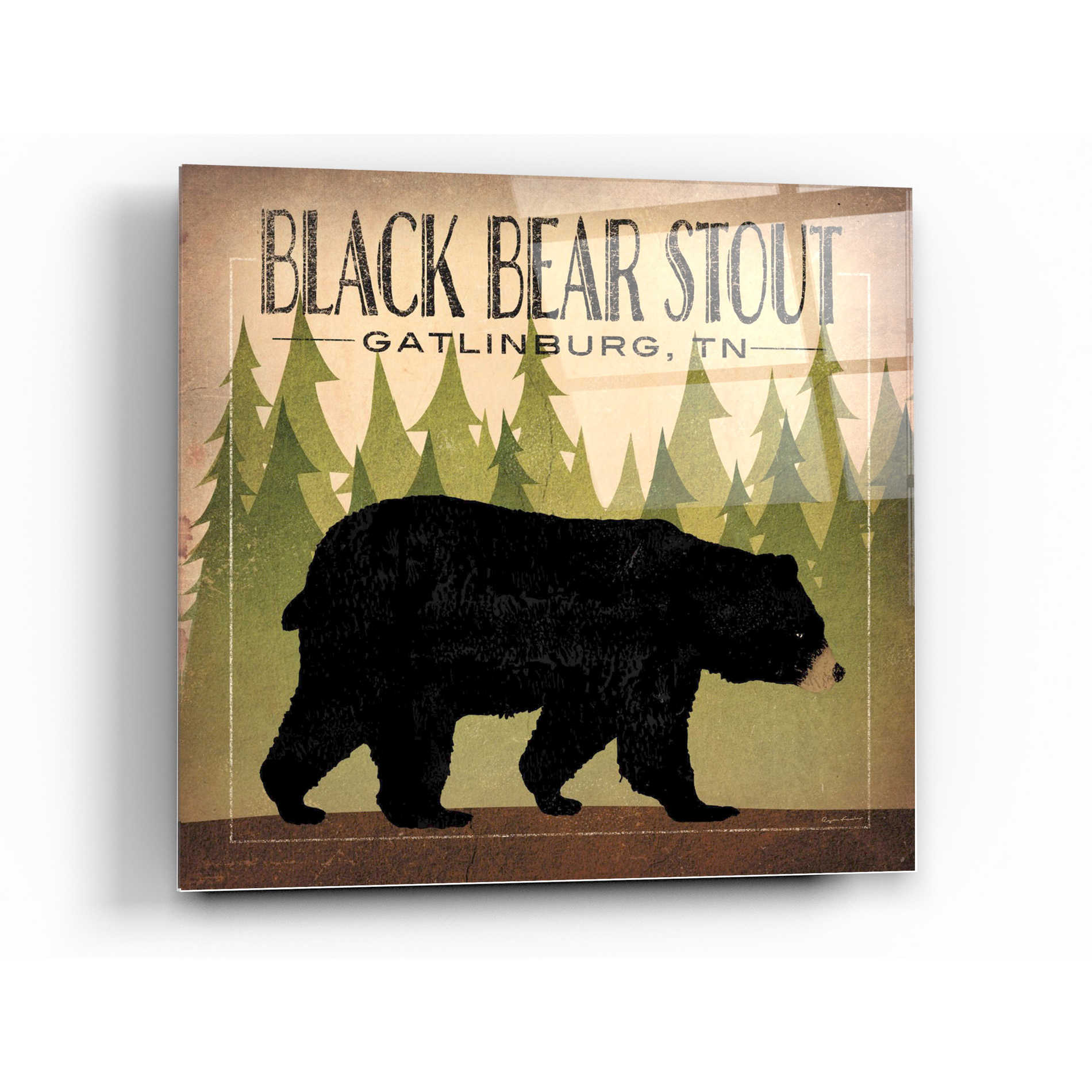 Epic Art 'Take a Hike Bear Black Bear Stout' by Ryan Fowler, Acrylic Glass Wall Art,24x24