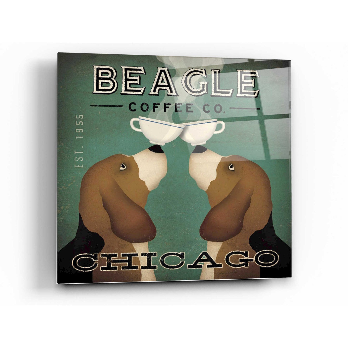Epic Art 'Beagle Coffee Co Chicago' by Ryan Fowler, Acrylic Glass Wall Art,24x24