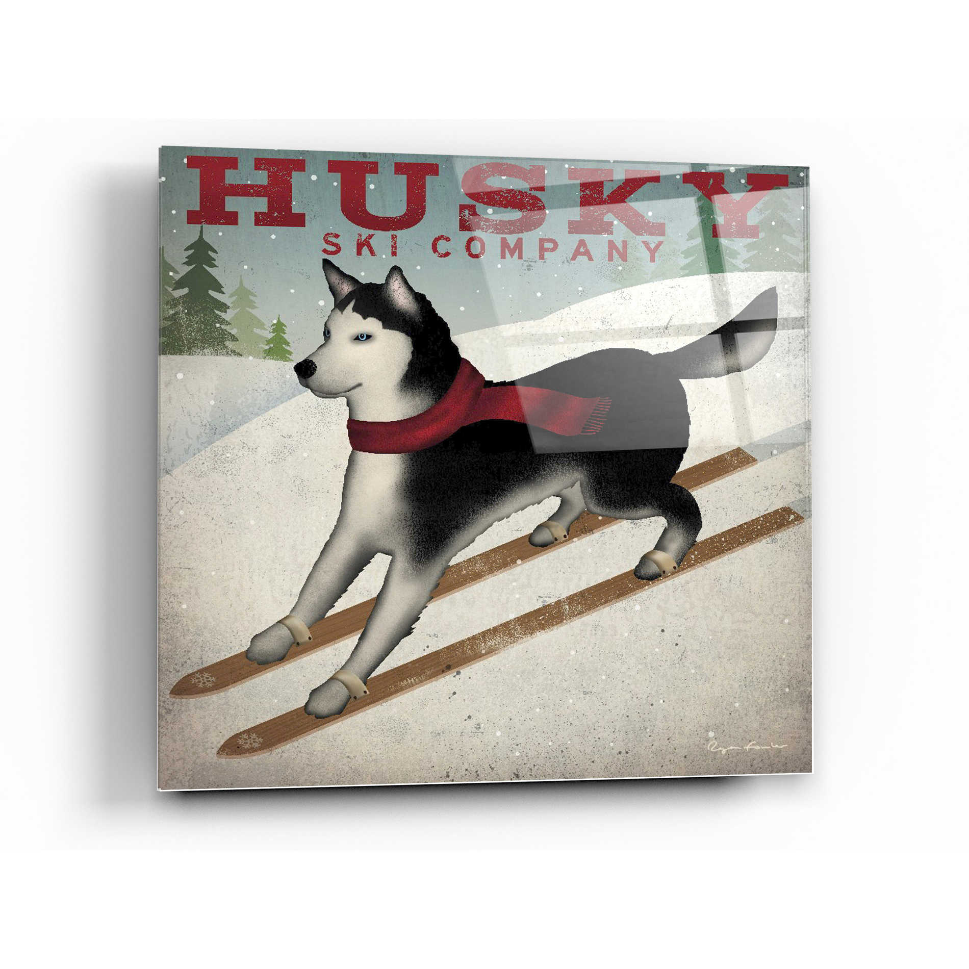 Epic Art 'Husky Ski Co' by Ryan Fowler, Acrylic Glass Wall Art,24x24