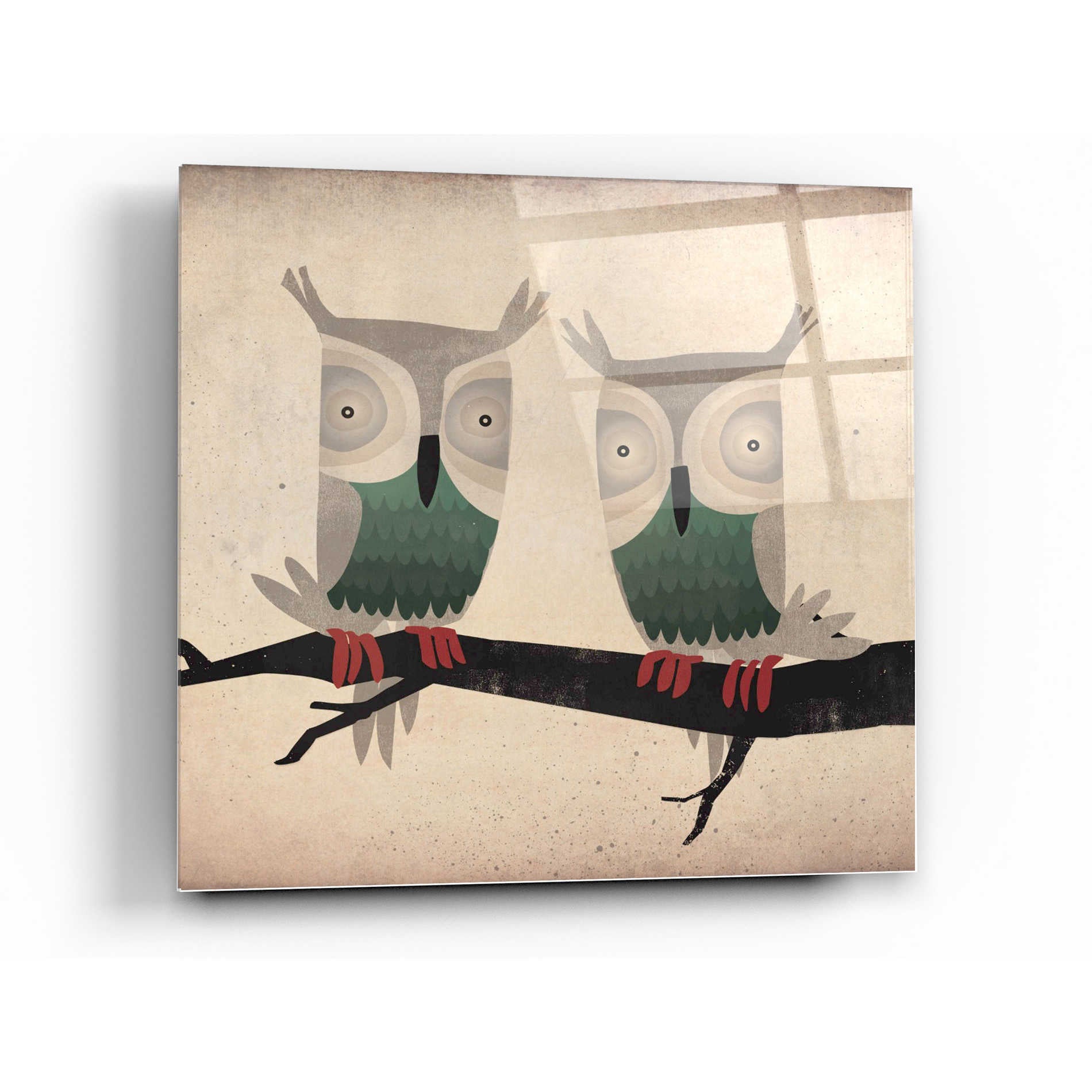 Epic Art 'Tan Owls Square' by Ryan Fowler, Acrylic Glass Wall Art,24x24