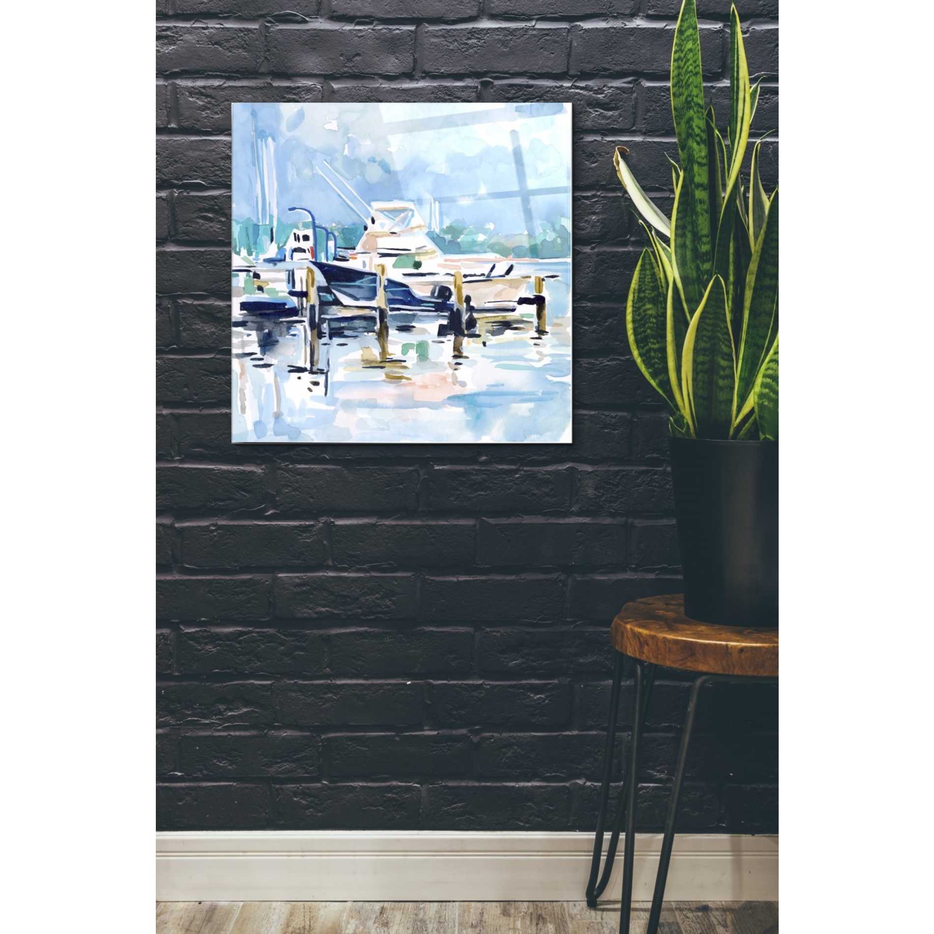 Epic Art 'Watercolor Marina II' by Emma Scarvey Acrylic Glass Wall Art,24x24