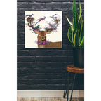 Epic Art 'Deer Birdkeeper, Tropical Bird Nests' by Fab Funky Acrylic Glass Wall Art,24x24
