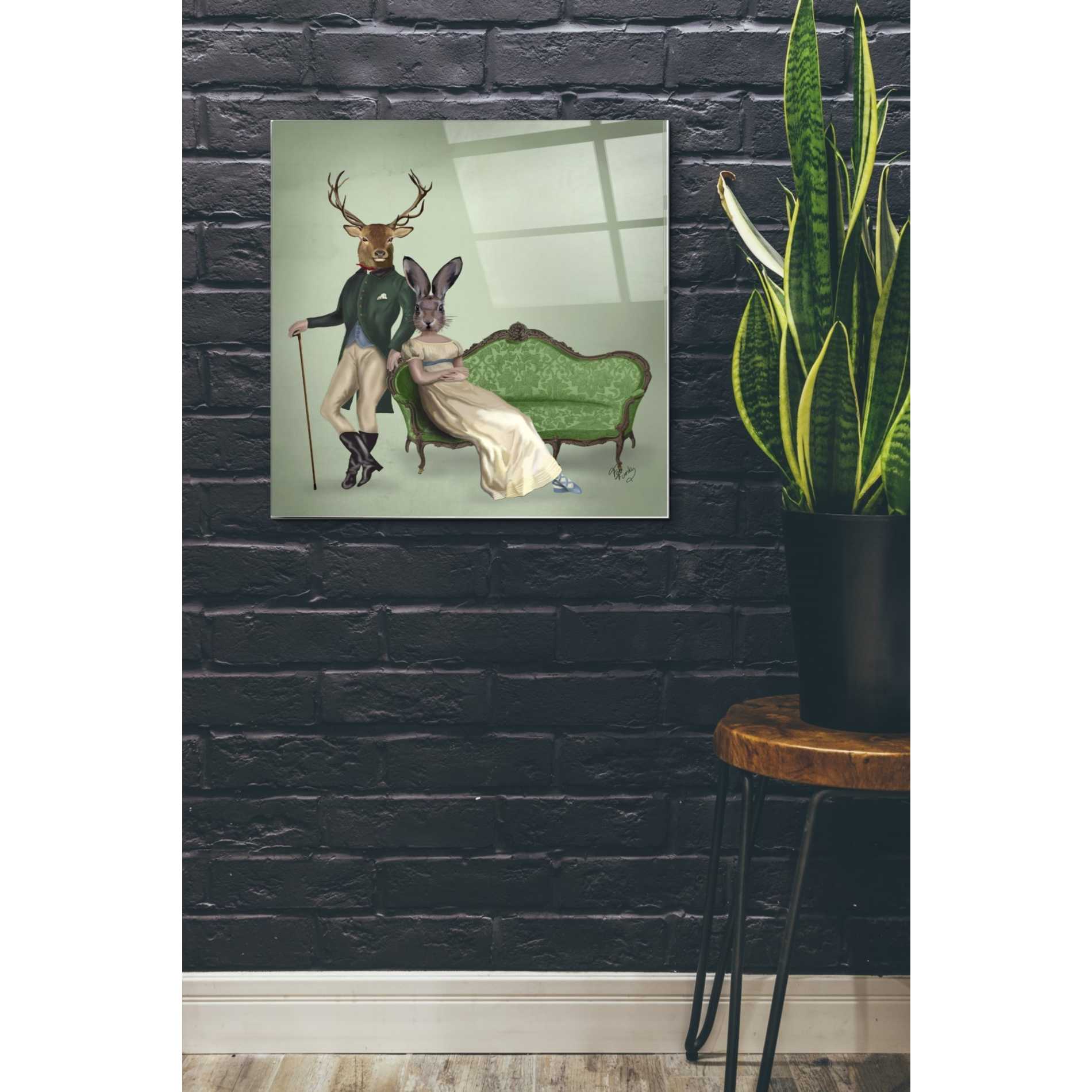 Epic Art 'Mr Deer and Mrs Rabbit' by Fab Funky Acrylic Glass Wall Art,24x24