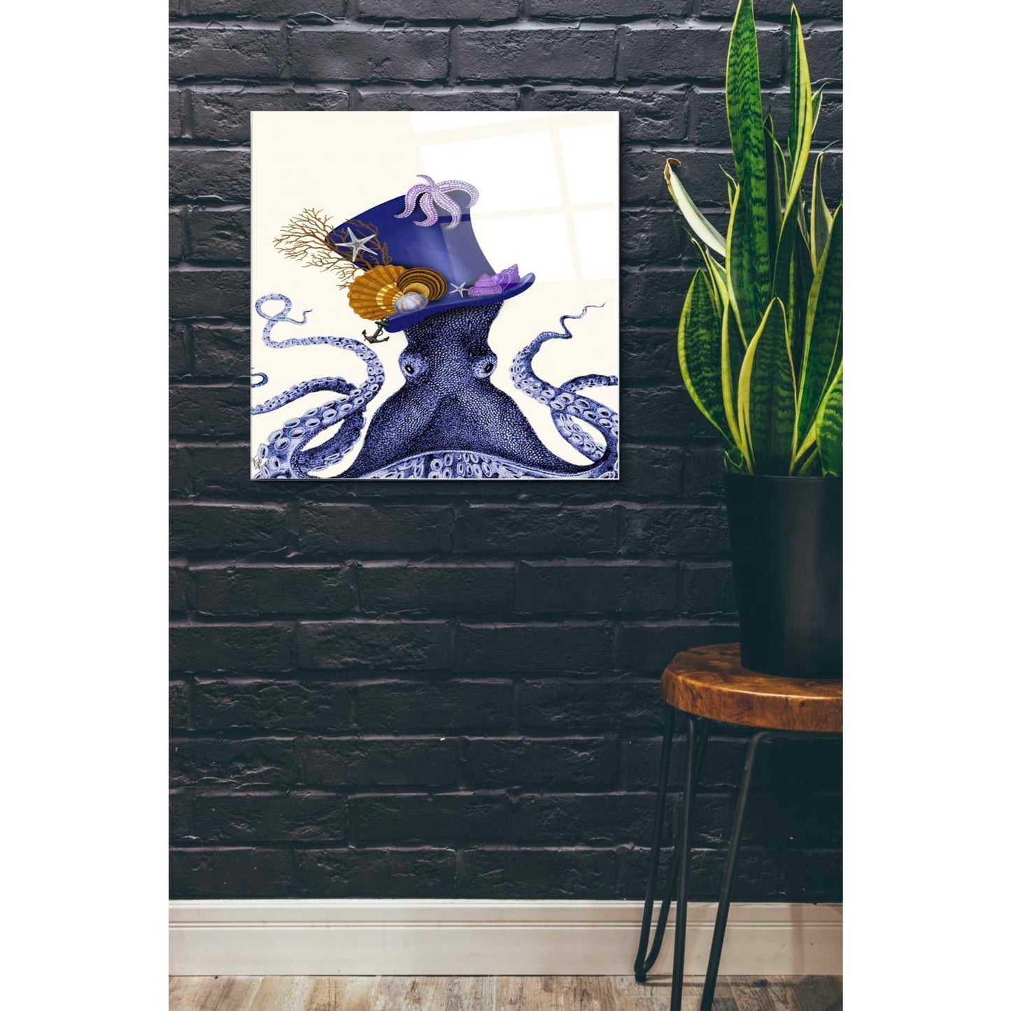 Epic Art 'Octopus Nautical Hat' by Fab Funky Acrylic Glass Wall Art,24x24