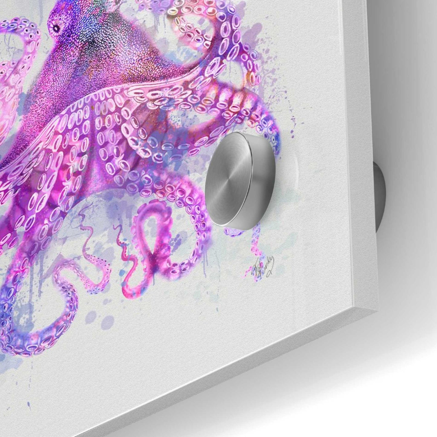 Epic Art 'Octopus Rainbow Splash Pink' by Fab Funky Acrylic Glass Wall Art,24x24