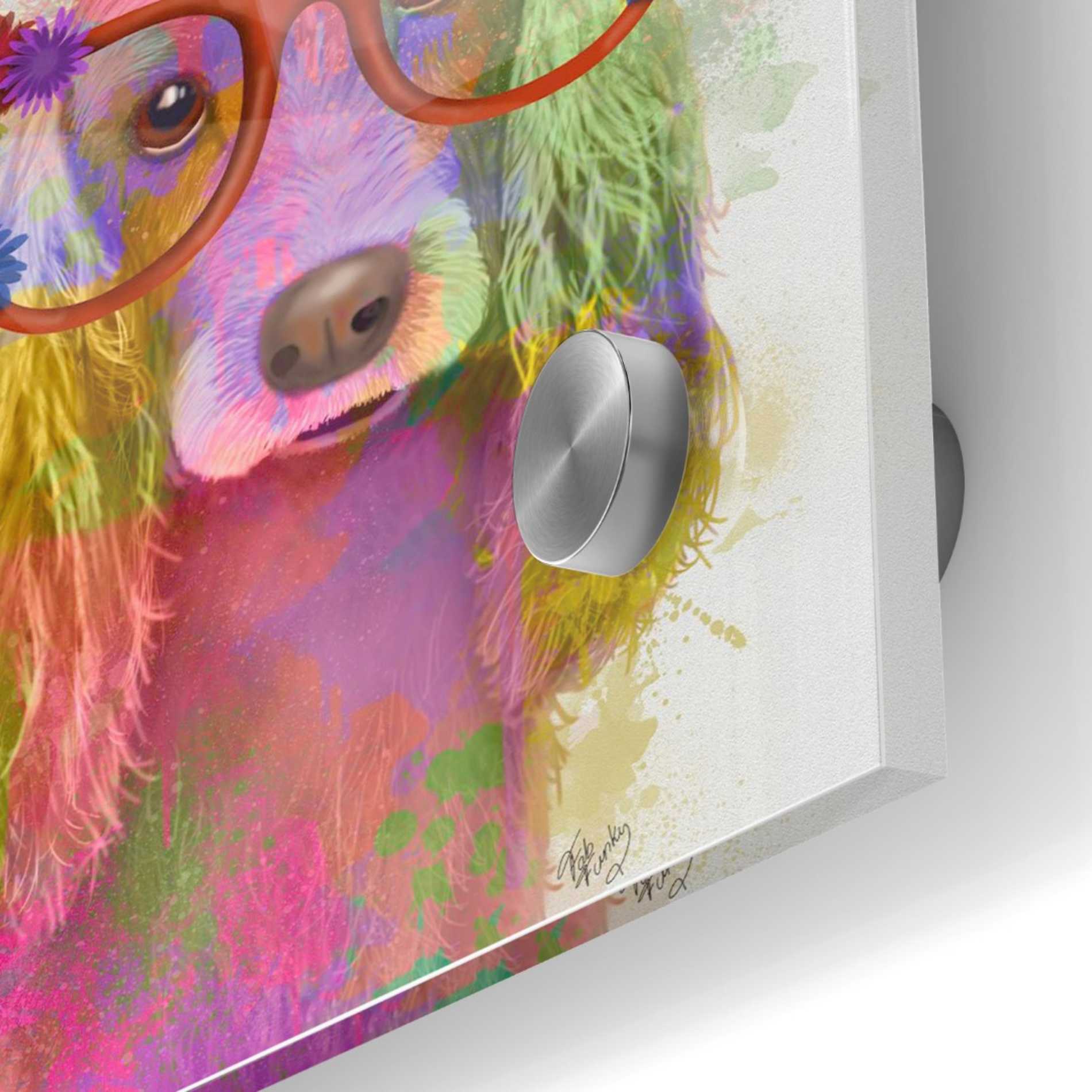 Epic Art 'Rainbow Splash Cocker Spaniel, Portrait' by Fab Funky Acrylic Glass Wall Art,24x24