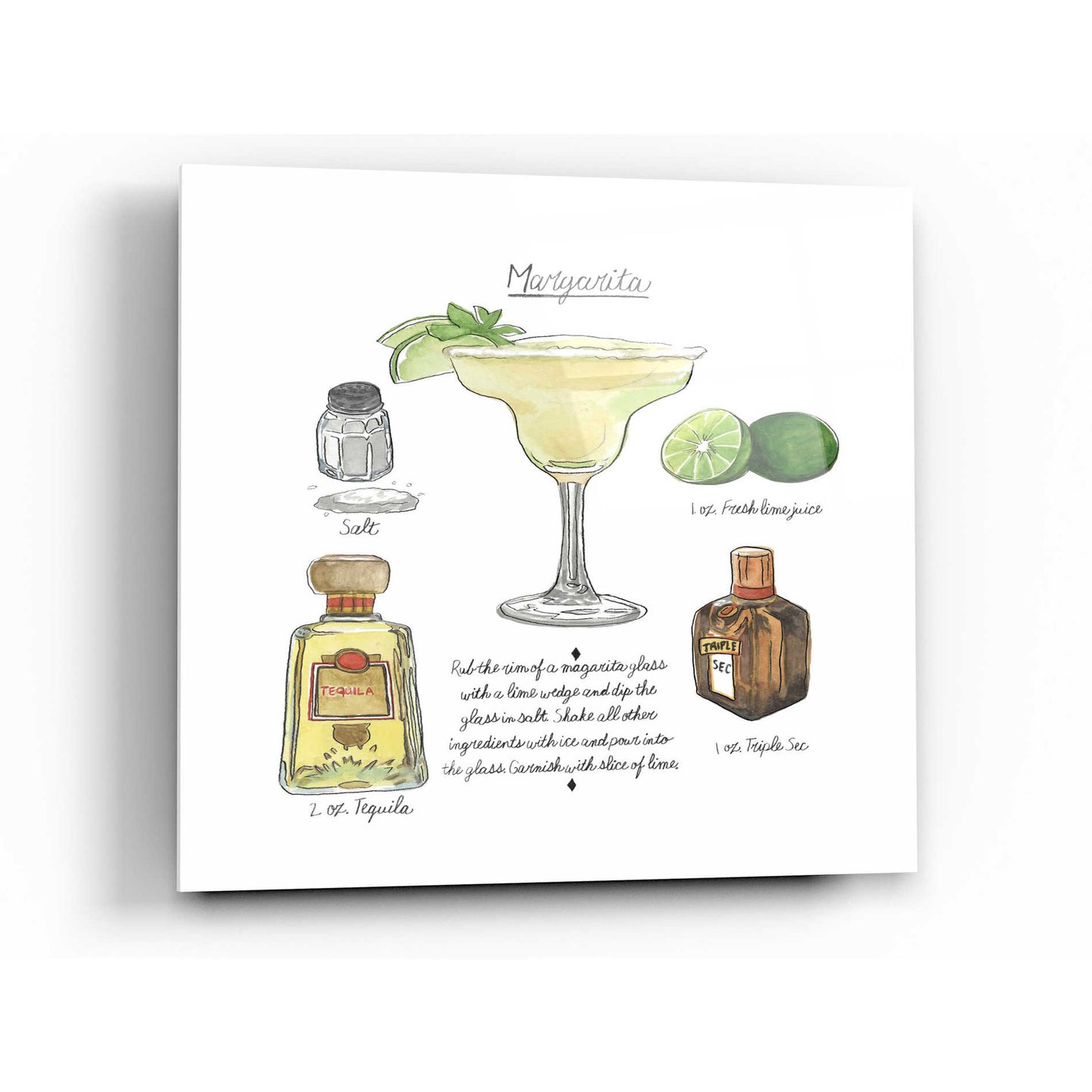 Epic Art 'Classic Cocktail - Margarita' by Naomi McCavitt Acrylic Glass Wall Art,24x24