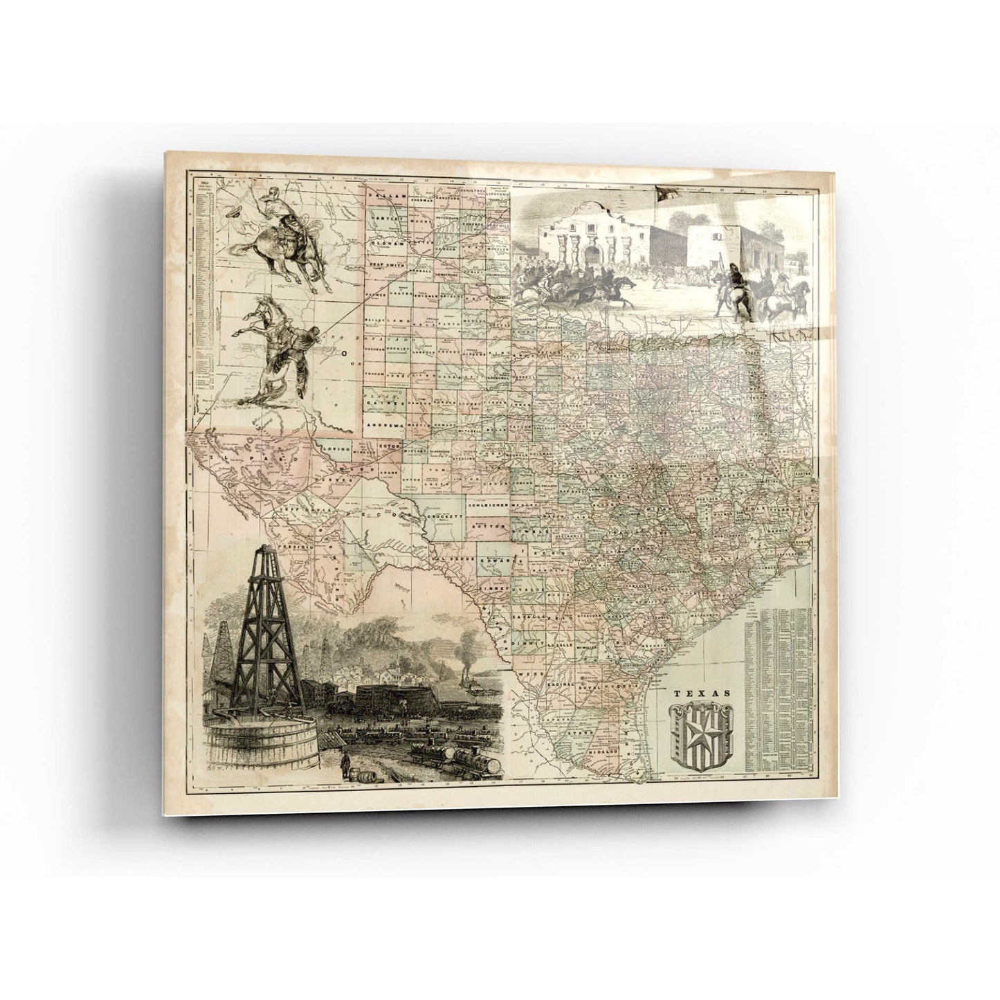 Epic Art 'Map of Texas' by Vision Studio Acrylic Glass Wall Art,24x24