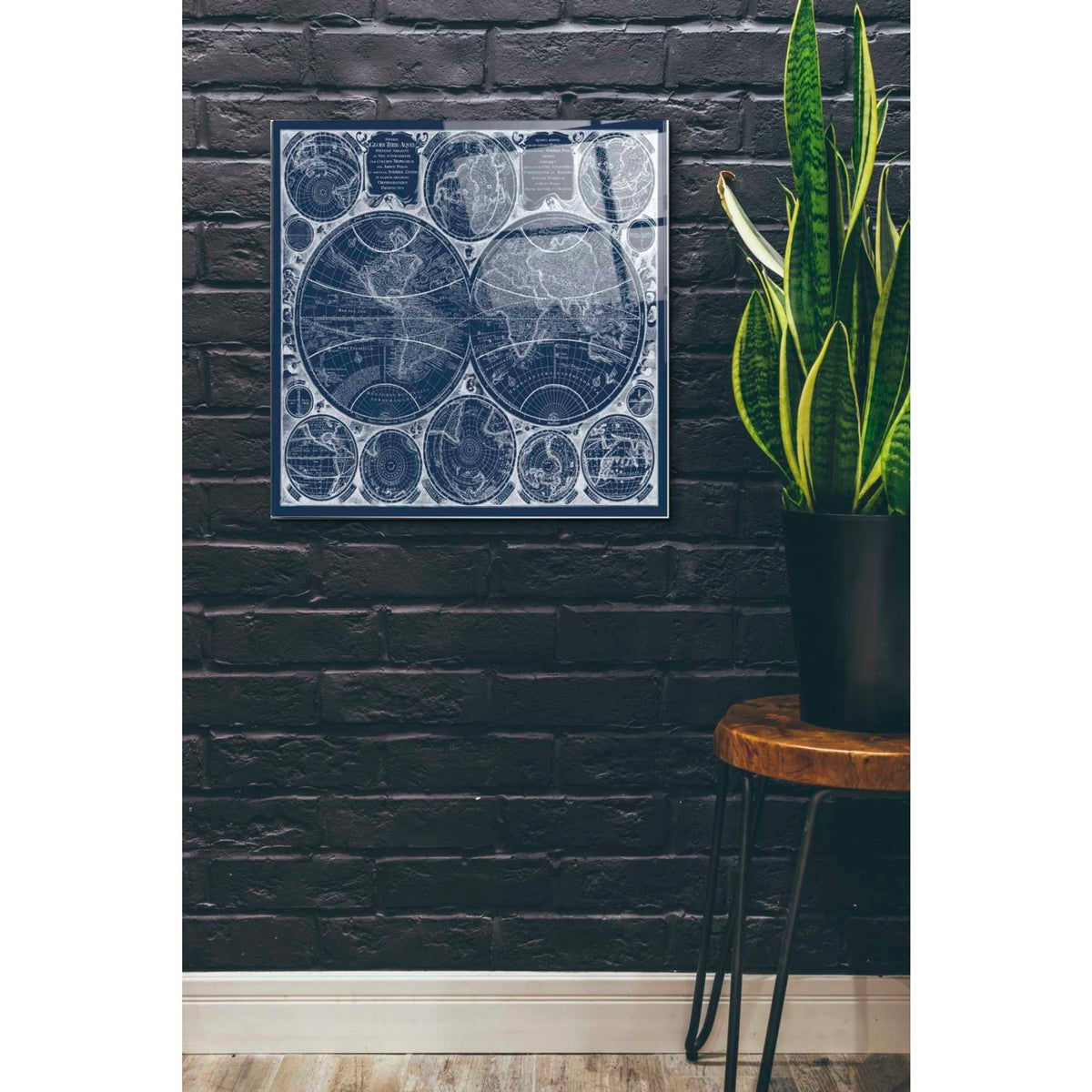 Epic Art 'World Globes Blueprint' by Vision Studio Acrylic Glass Wall Art,24x24