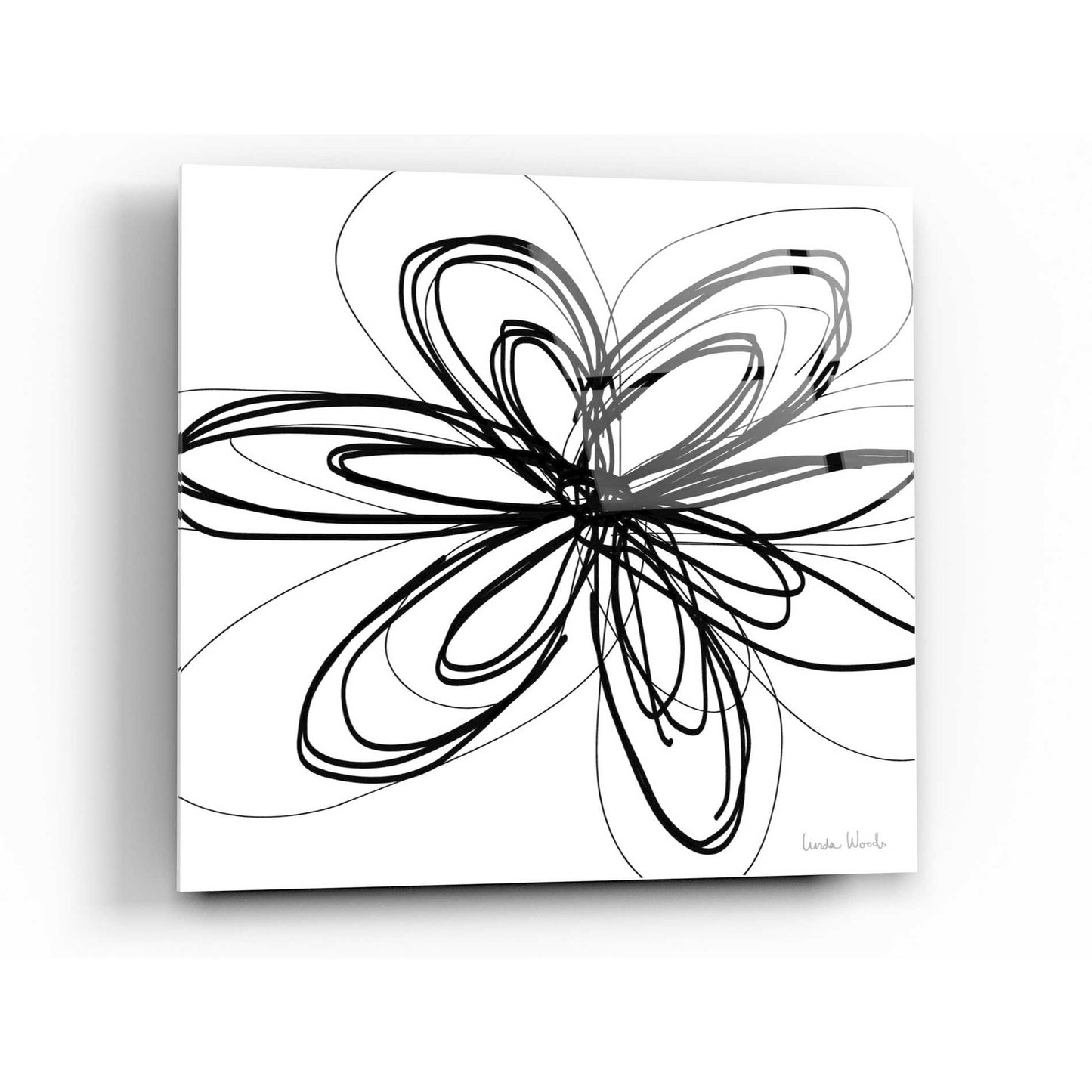 Epic Art 'Black Ink Flower I' by Linda Woods, Acrylic Glass Wall Art,24x24